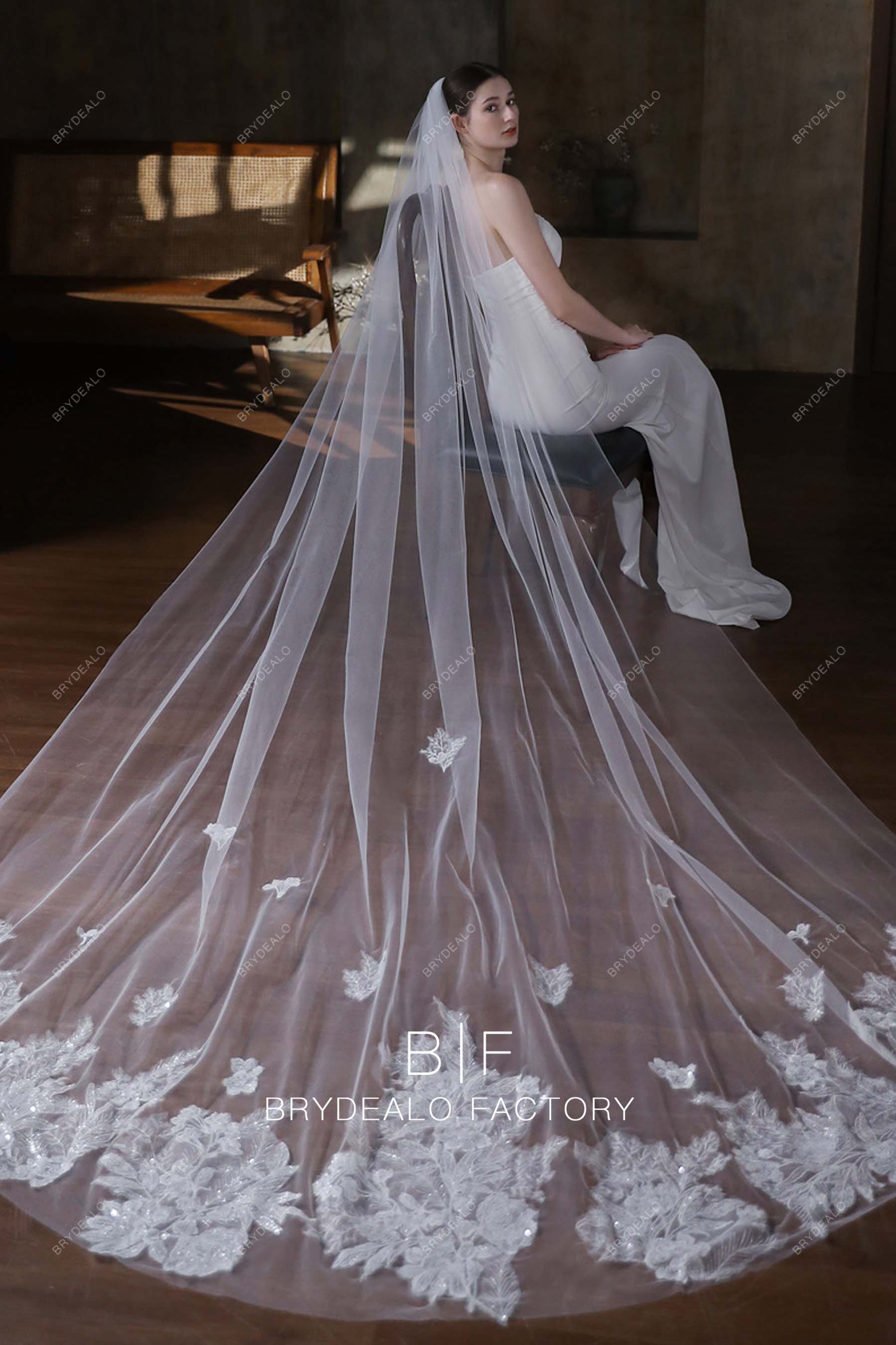 Shimmer Wild Lace Cathedral Length Bridal Veil