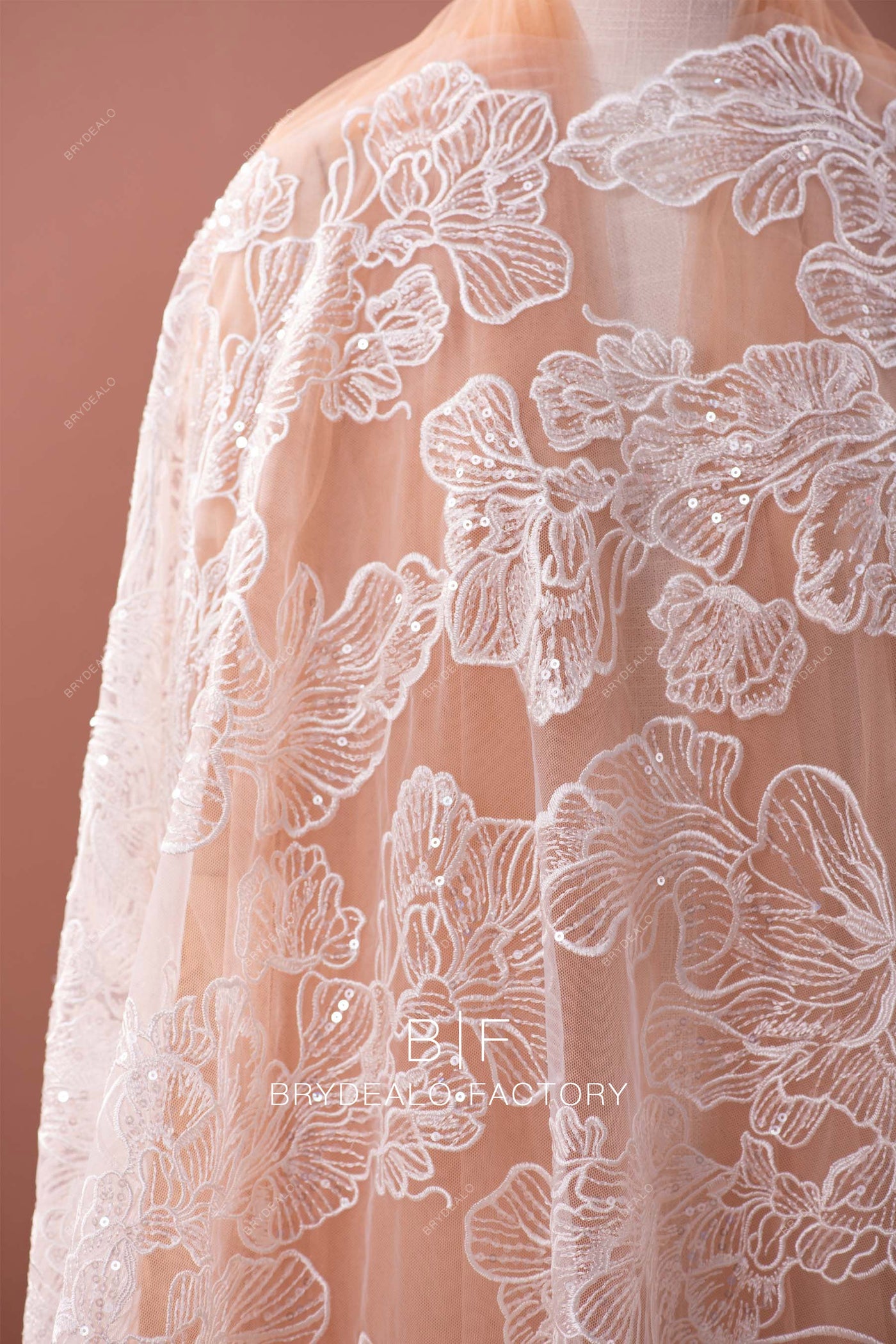 Designer Shimmery Beaded Embroidered Lace Fabric
