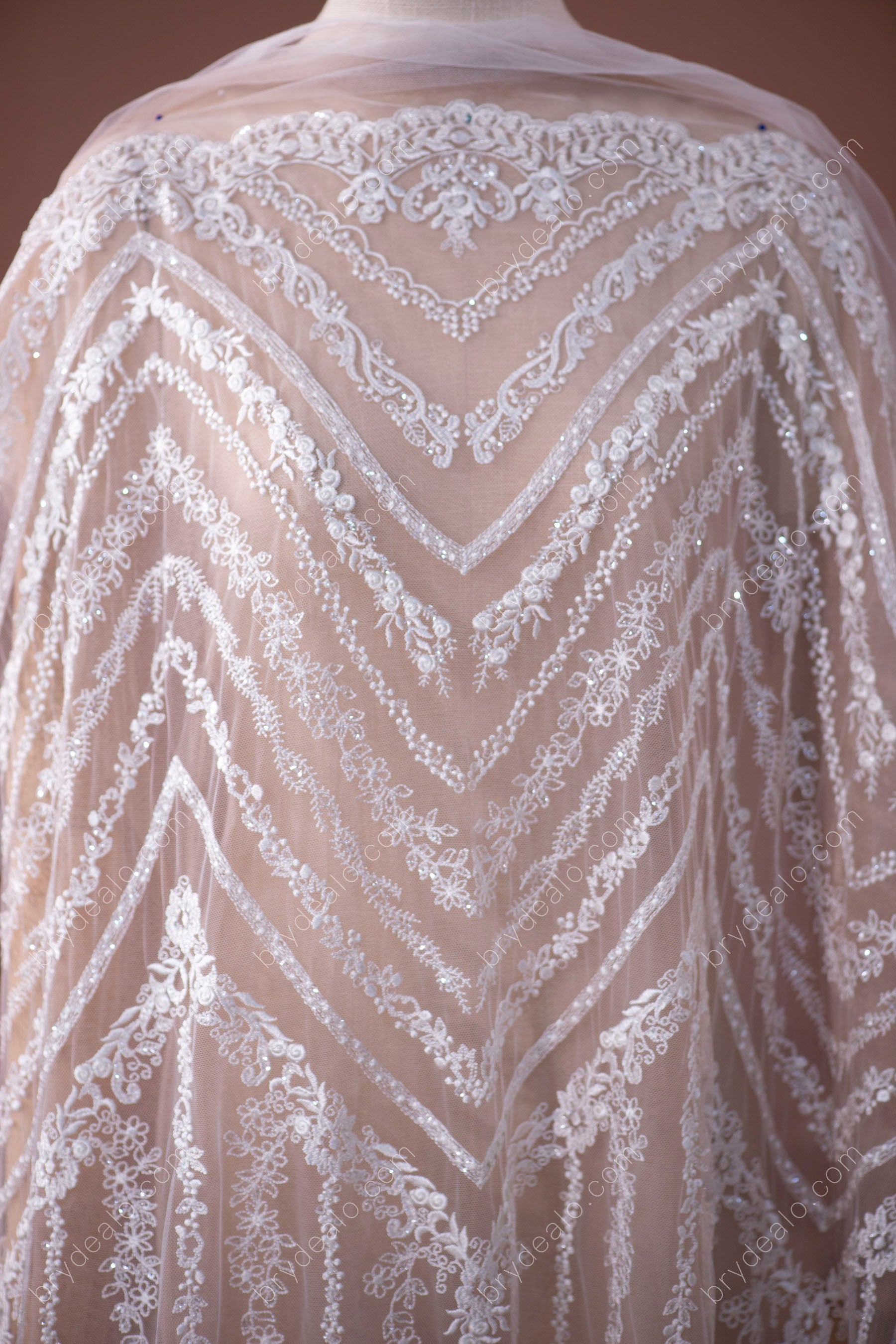 Best Shimmery Sequin Double Border Line Lace Fabric Online