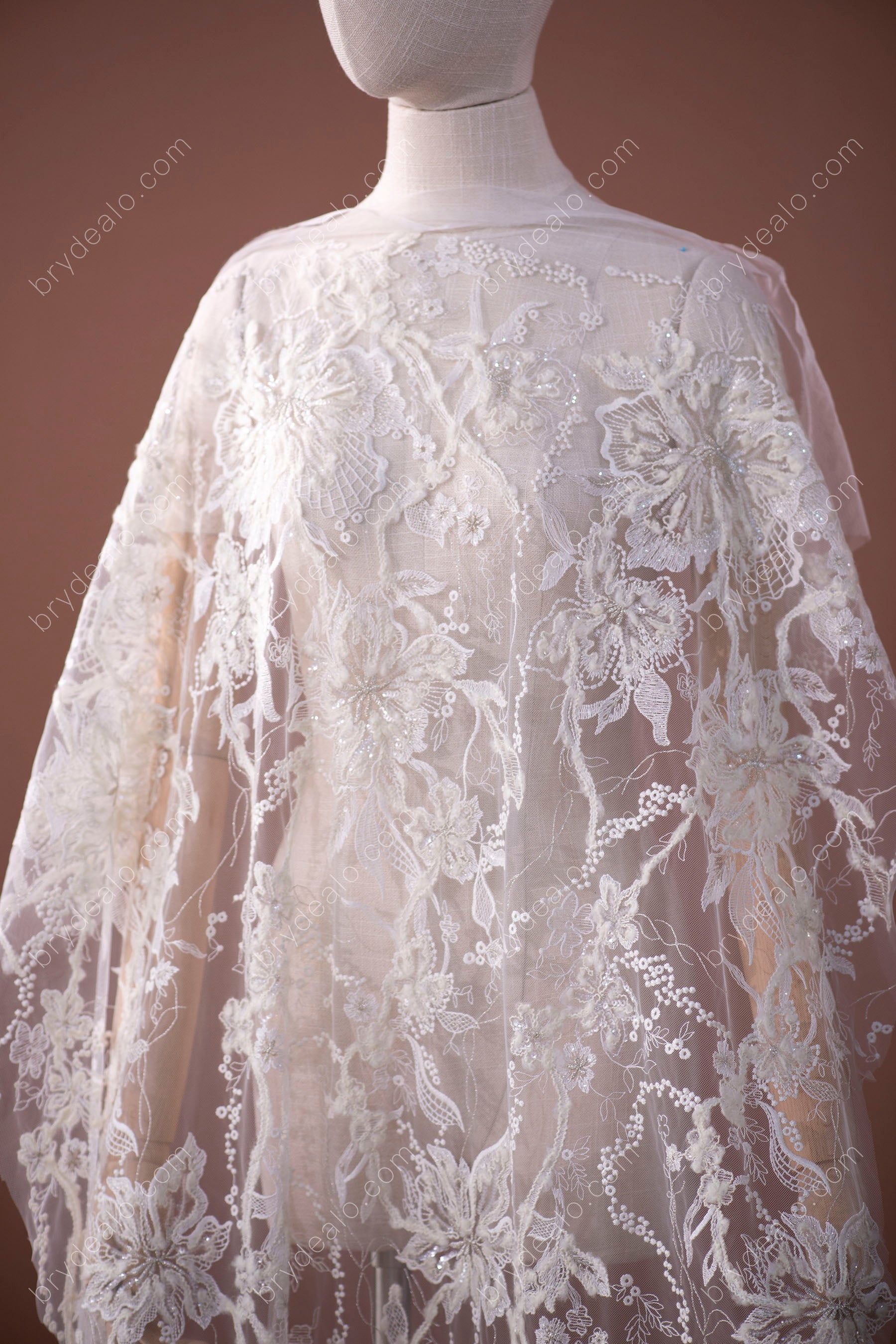 Best Ornate Sequin Flower Embroidery Lace Fabric Online