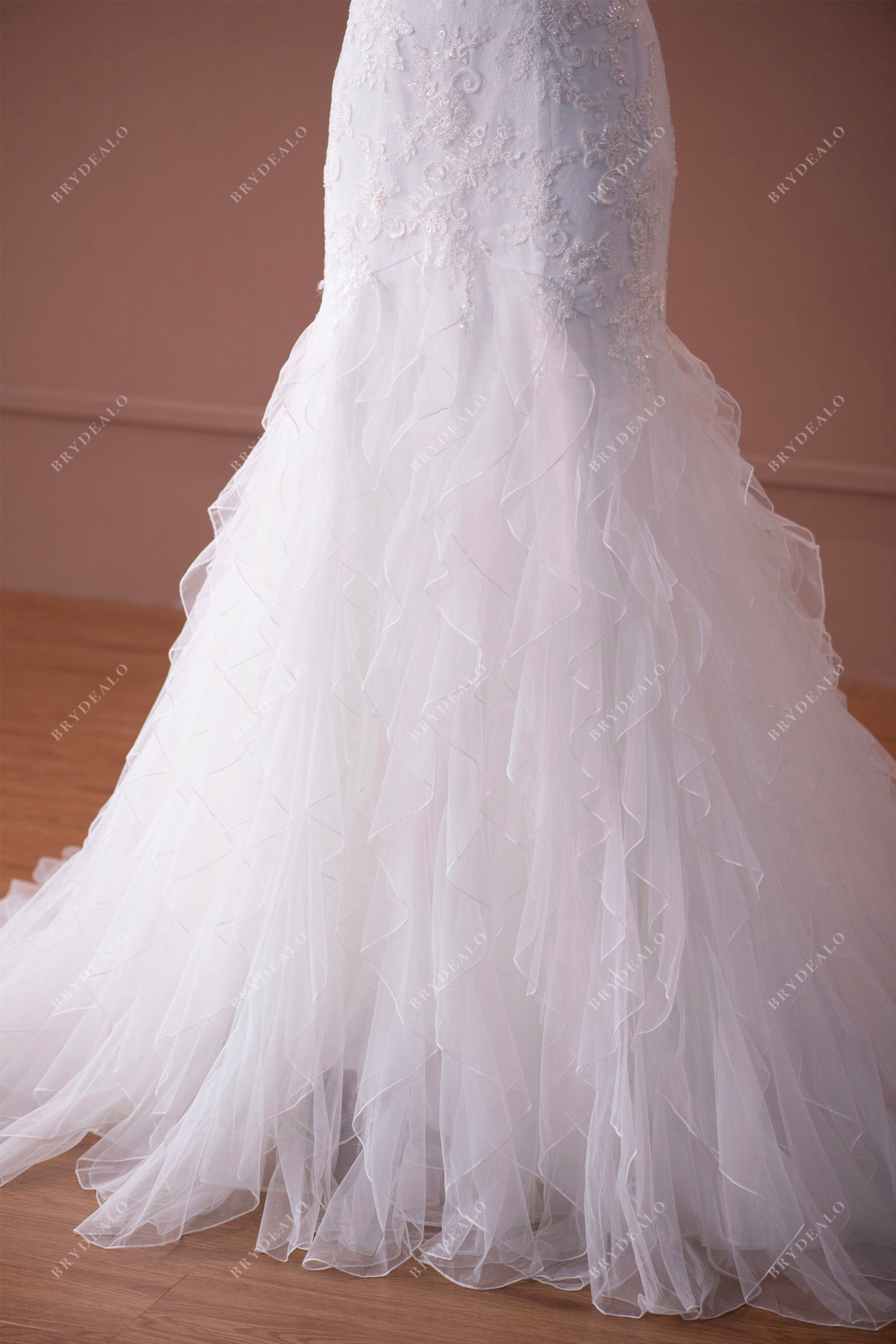 Luxury Ruffled Mermaid Destination Wedding Dress