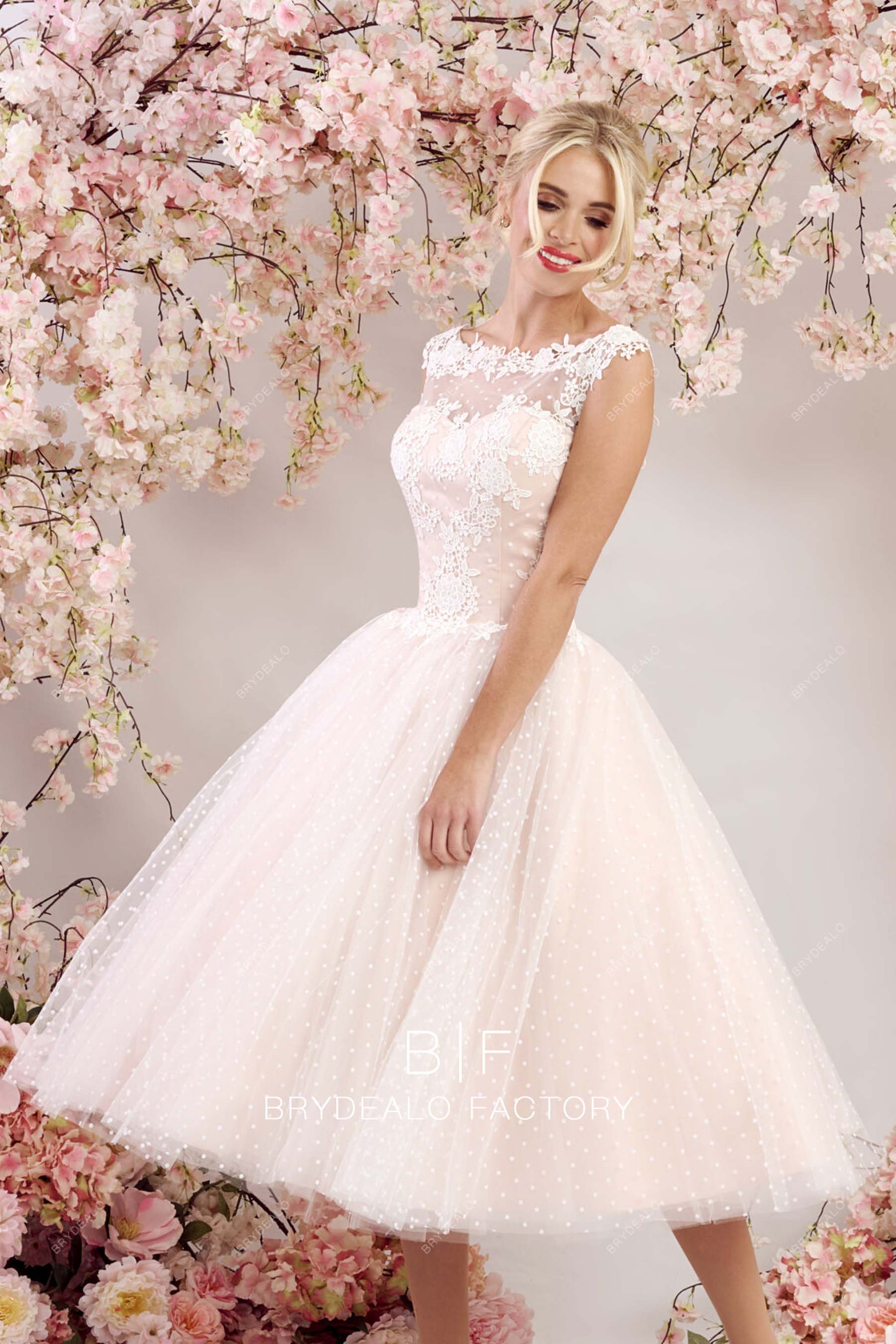 short puffy A-line city wedding gown online