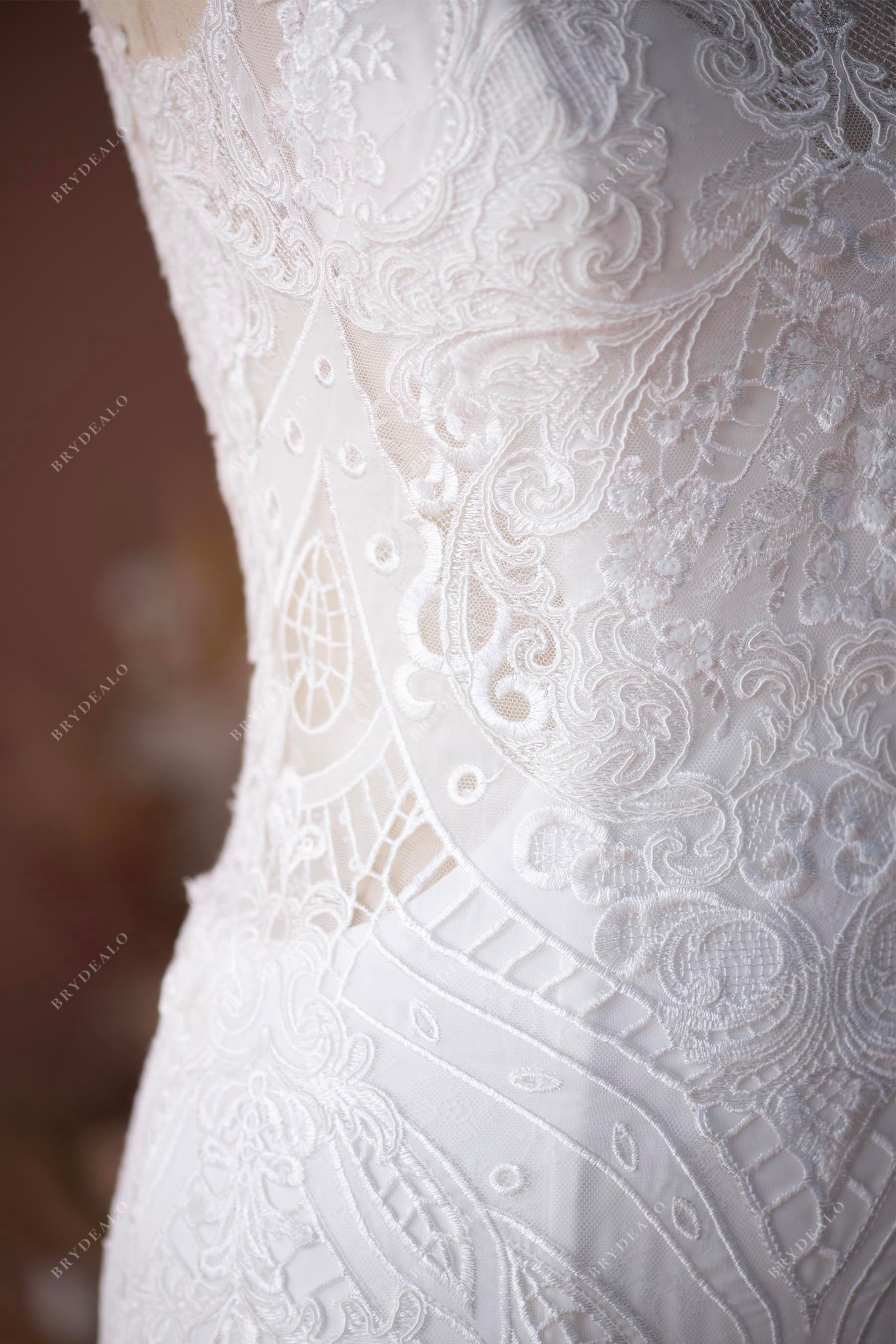 white gorgeous lace mermaid bridal gown