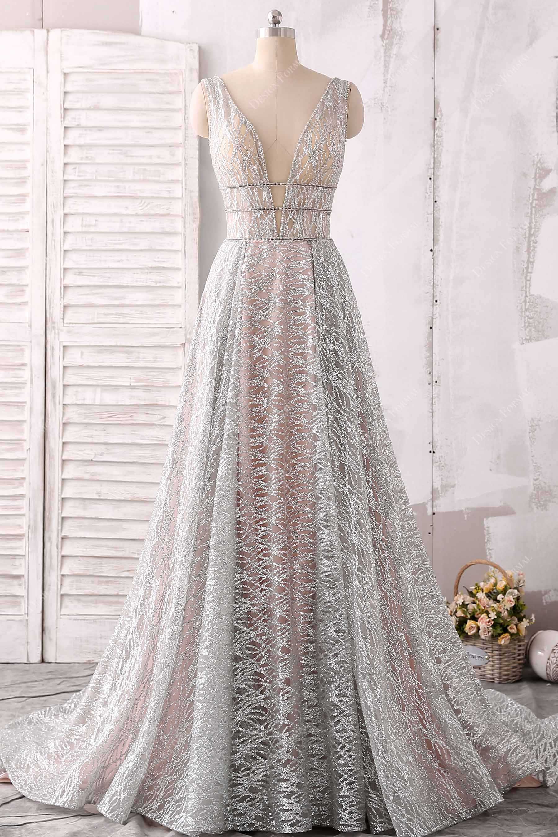 silver glitter A-line dress