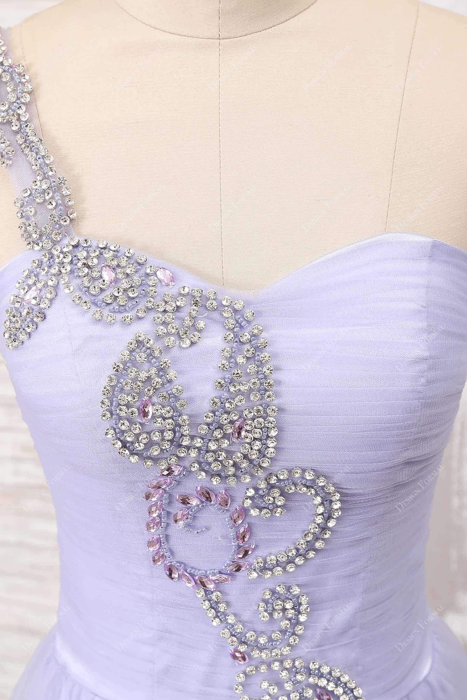 silver rhinestones sweetheart neck prom gown