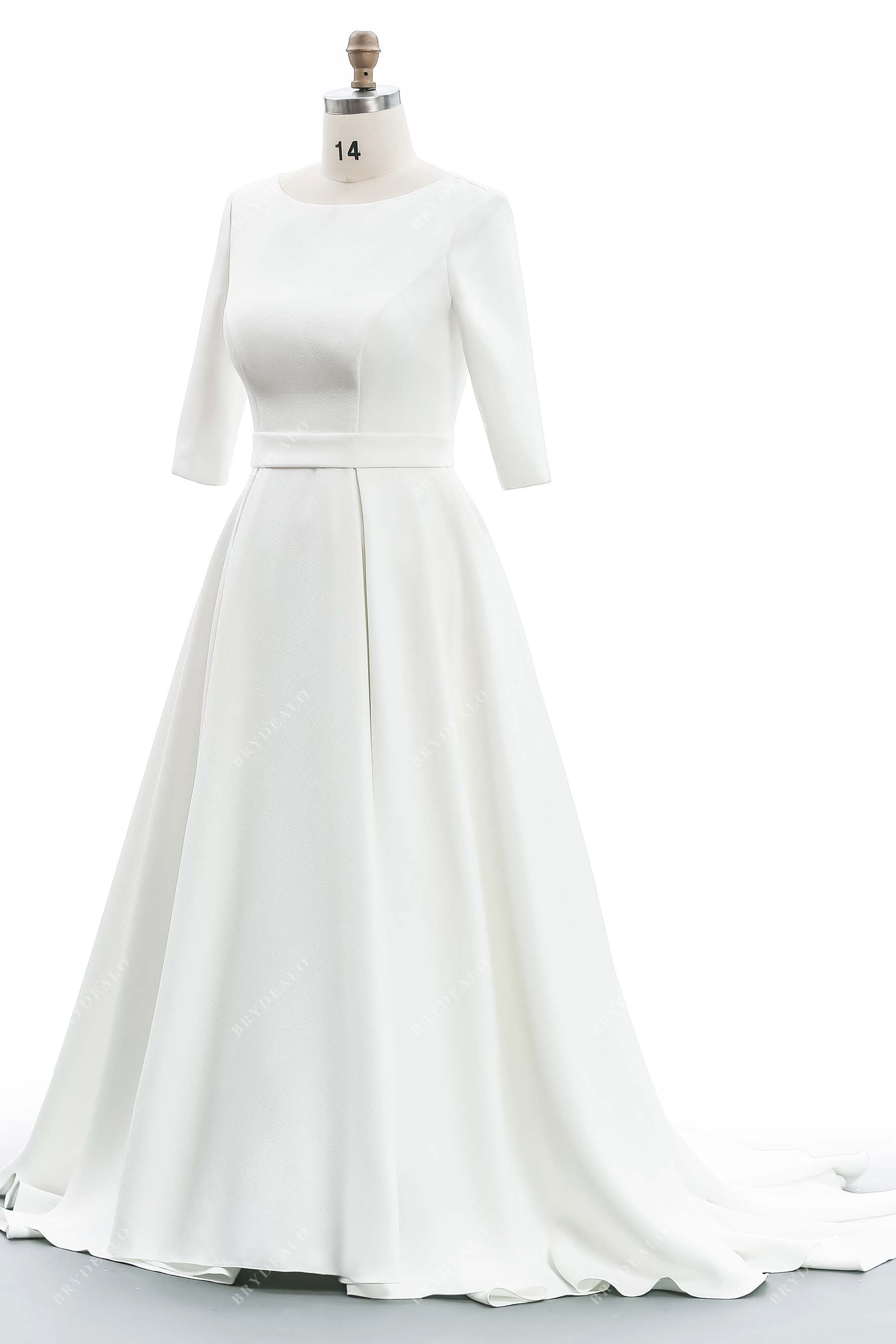Elegant A-line designer satin wedding gown