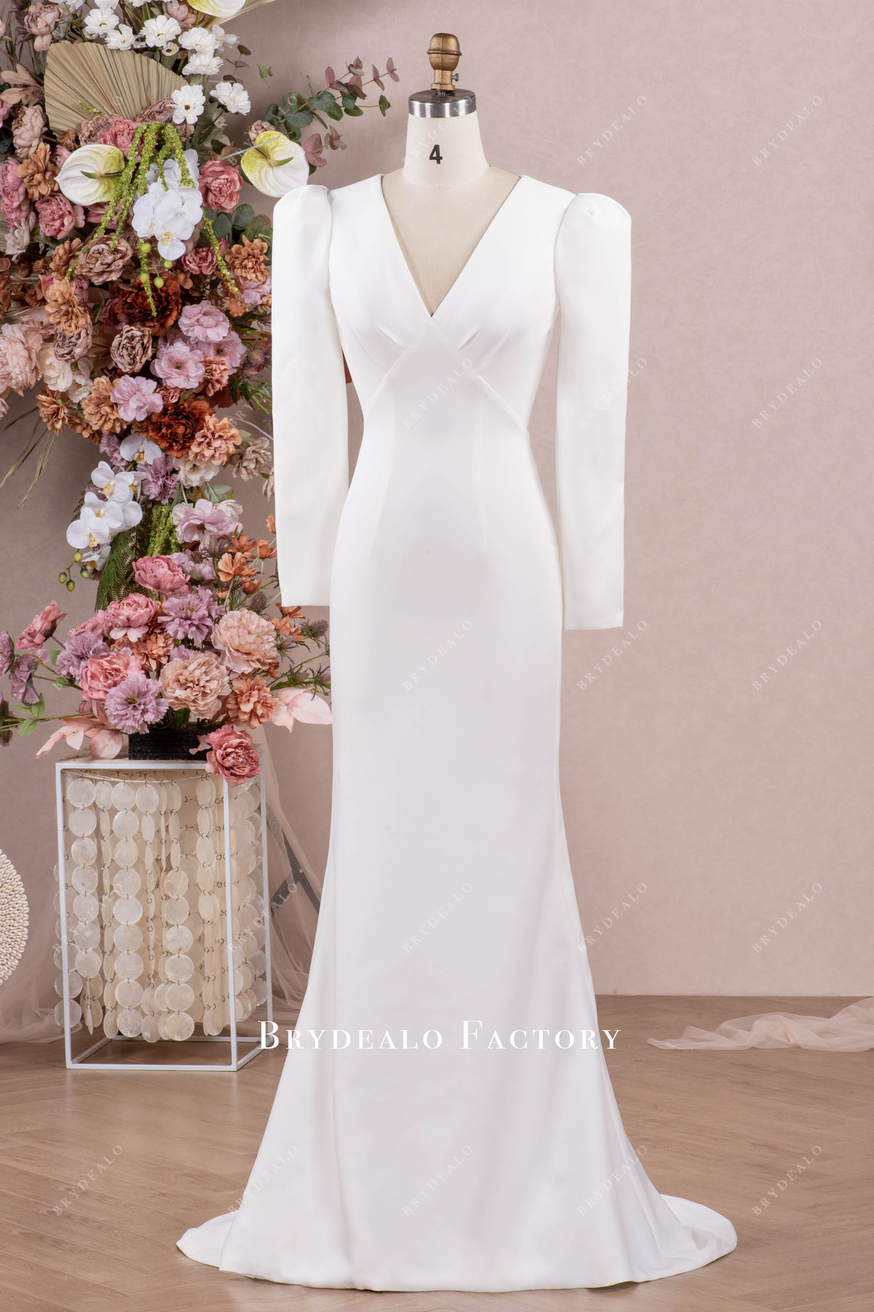 classic Filipiniana Sleeve crepe wedding dress