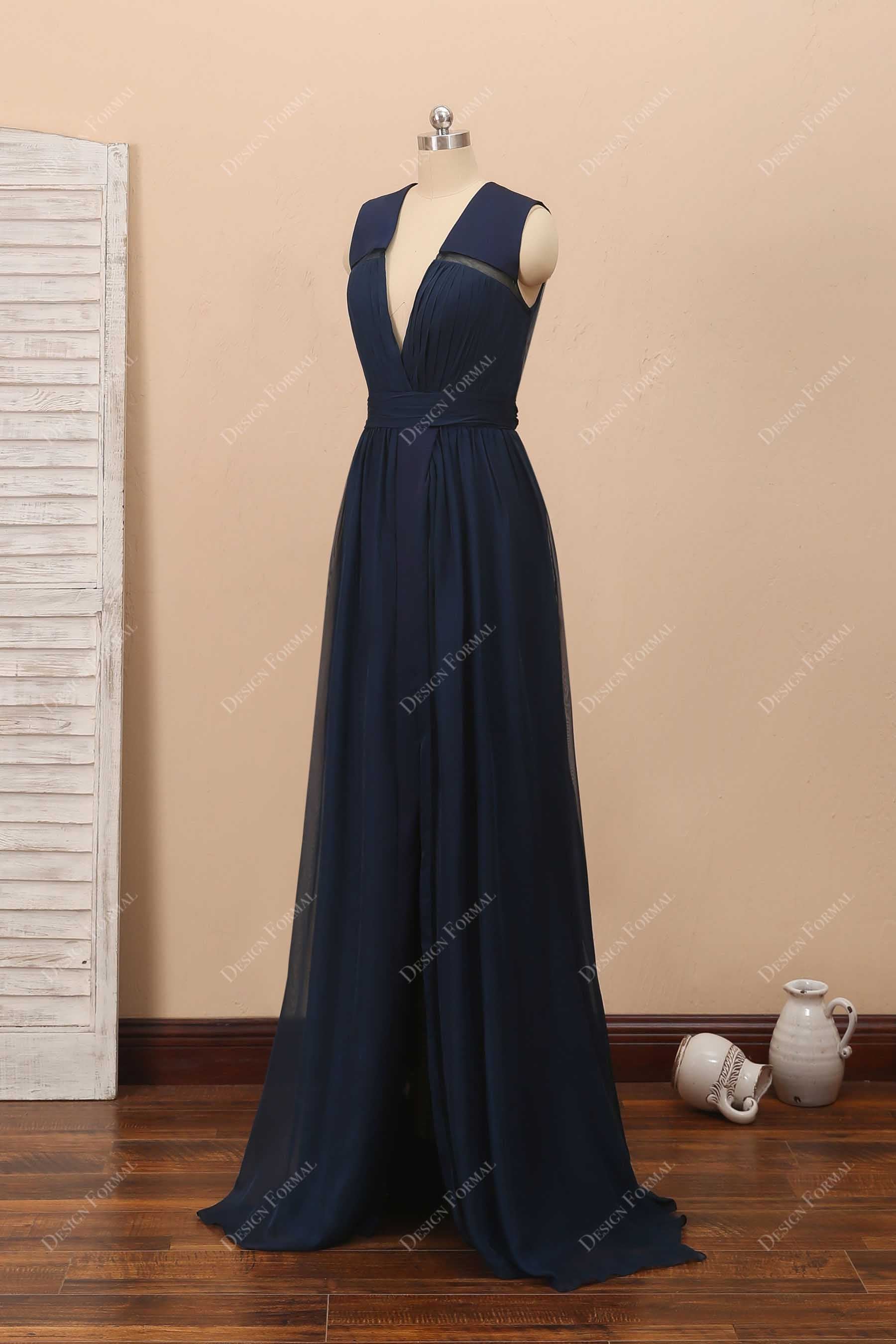 sleeveless A-line chiffon bridesmaid dress