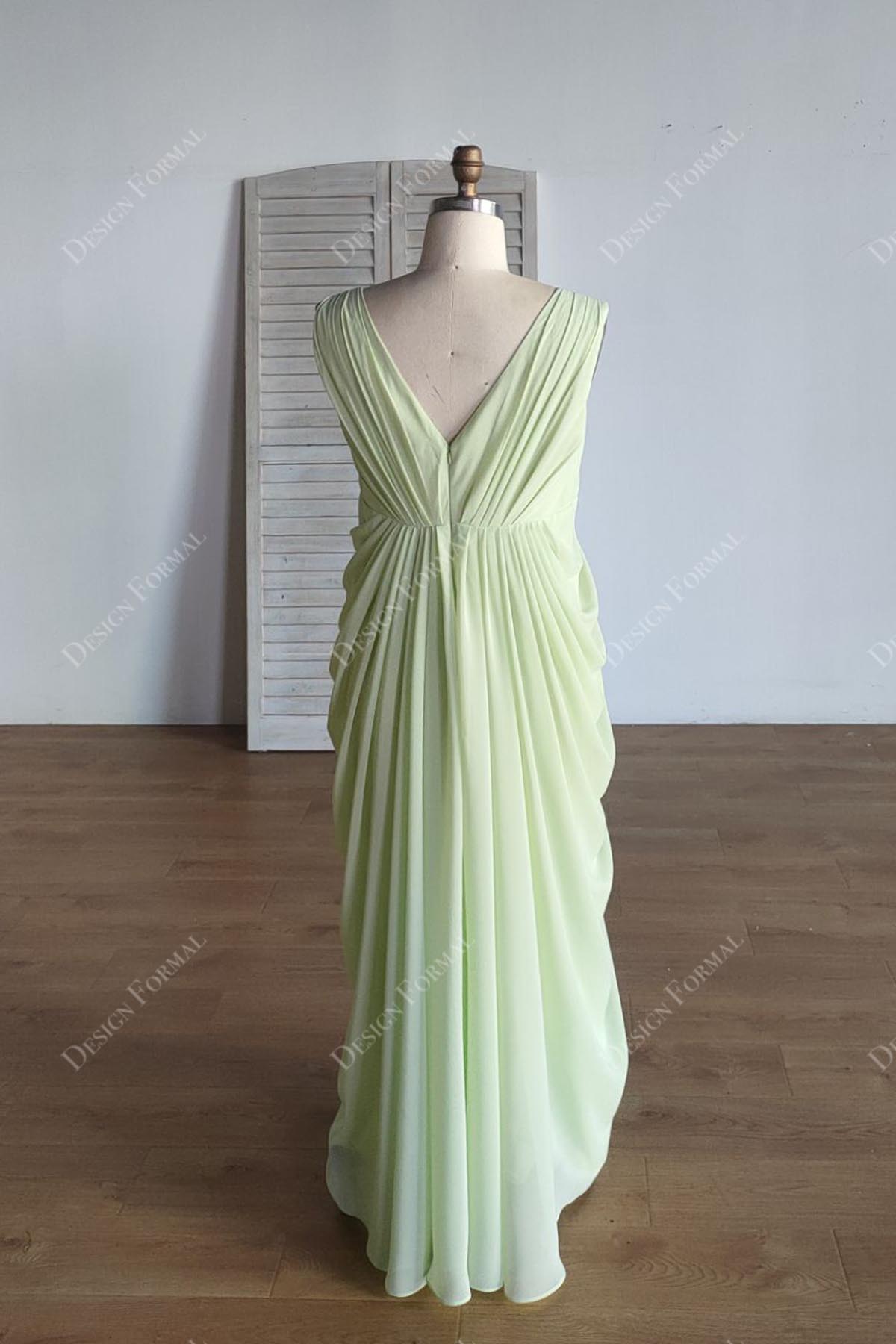 sleeveless floor length chiffon bridesmaid gown