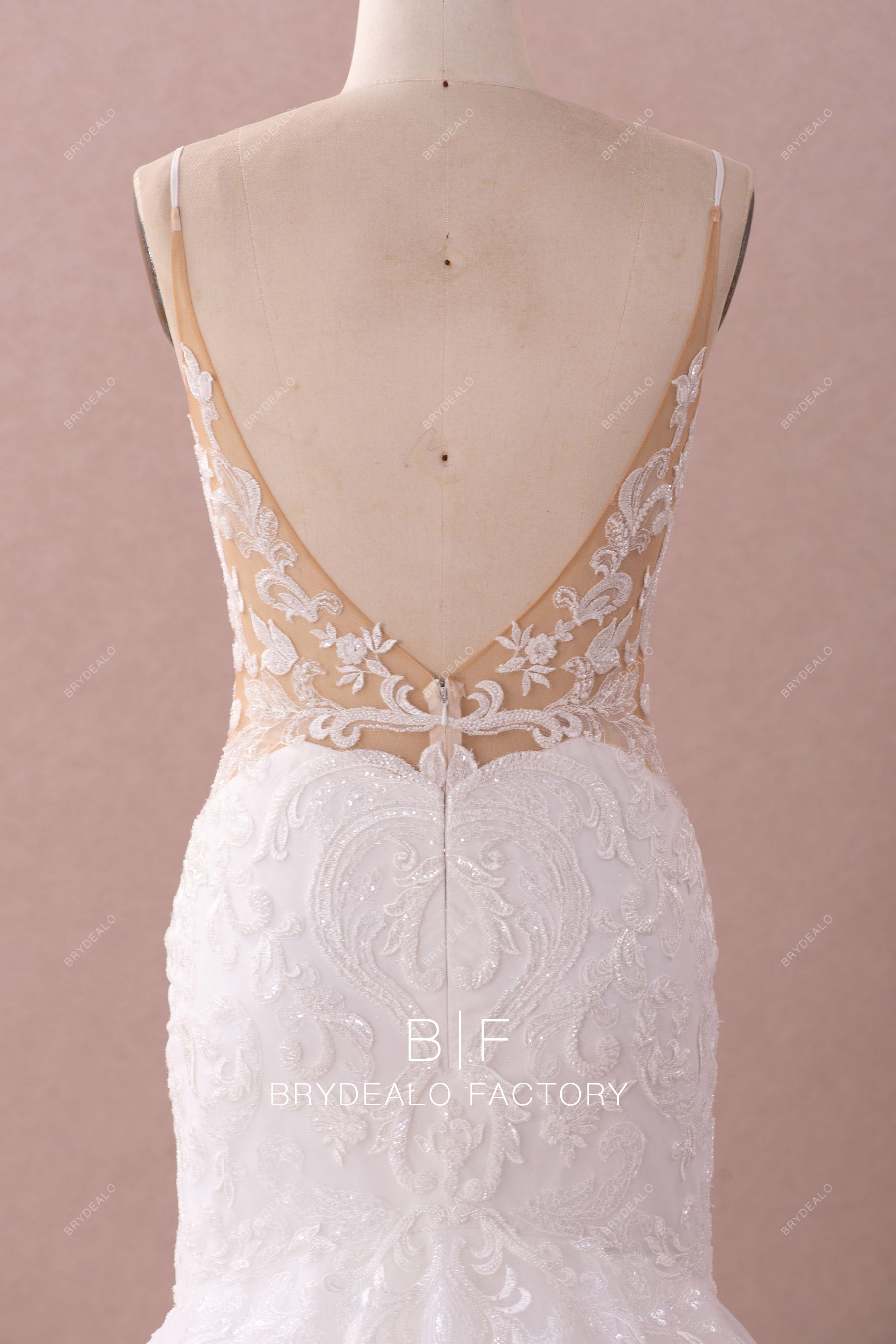 sleeveless illusion open back fashion wedding gown