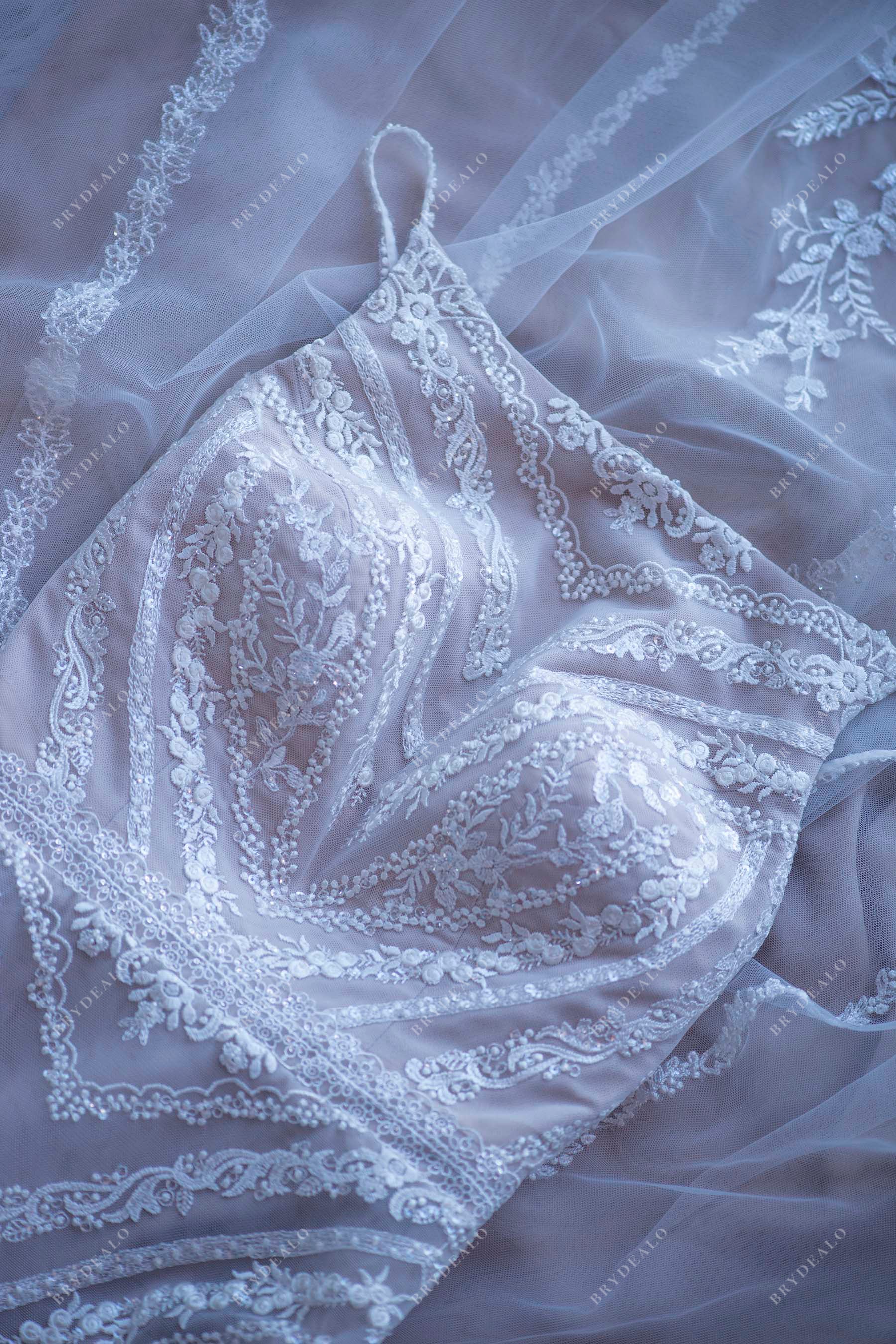 custom sleeveless lace spaghetti strap colored bridal dress