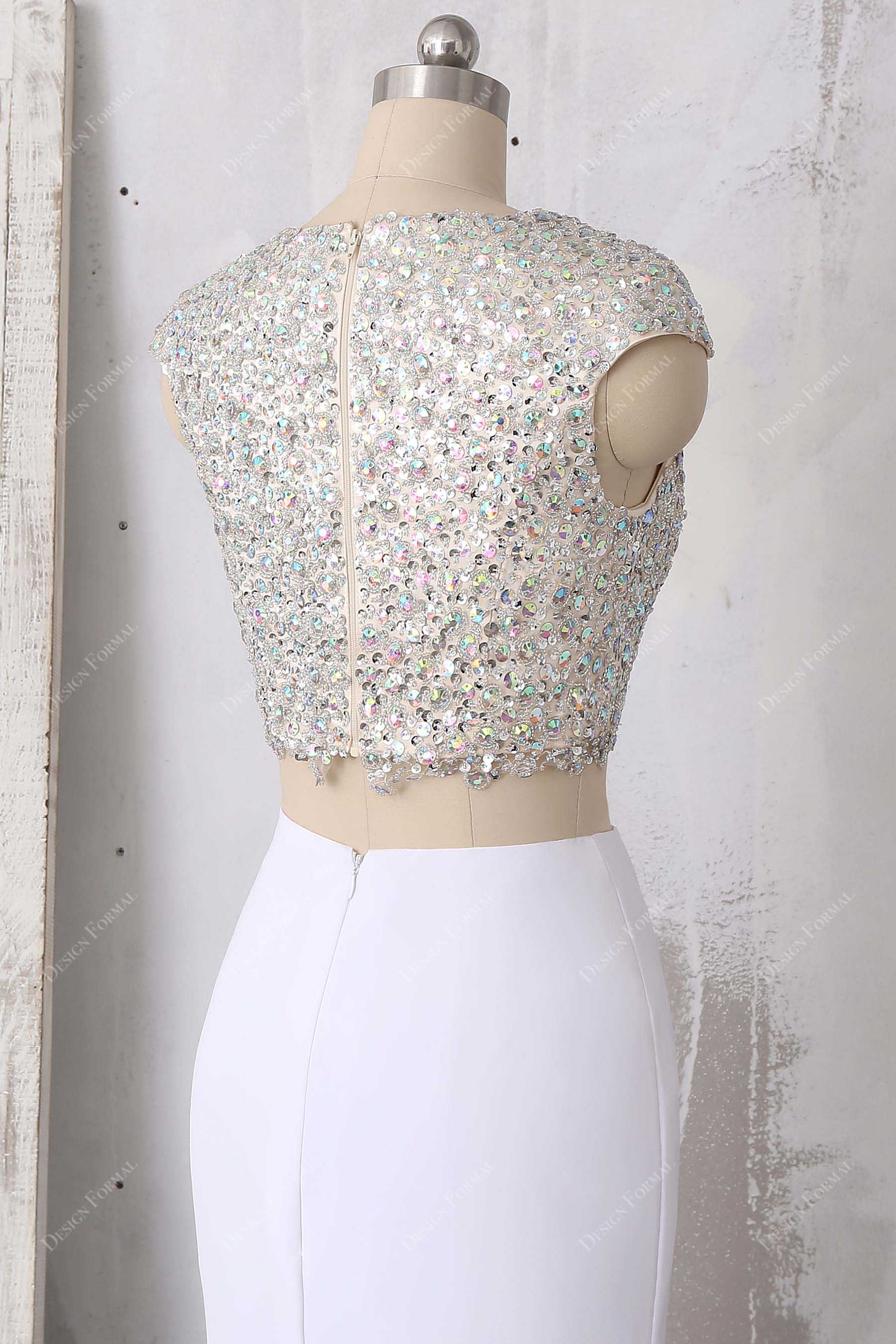 sparkly allover sequins crop top prom gown