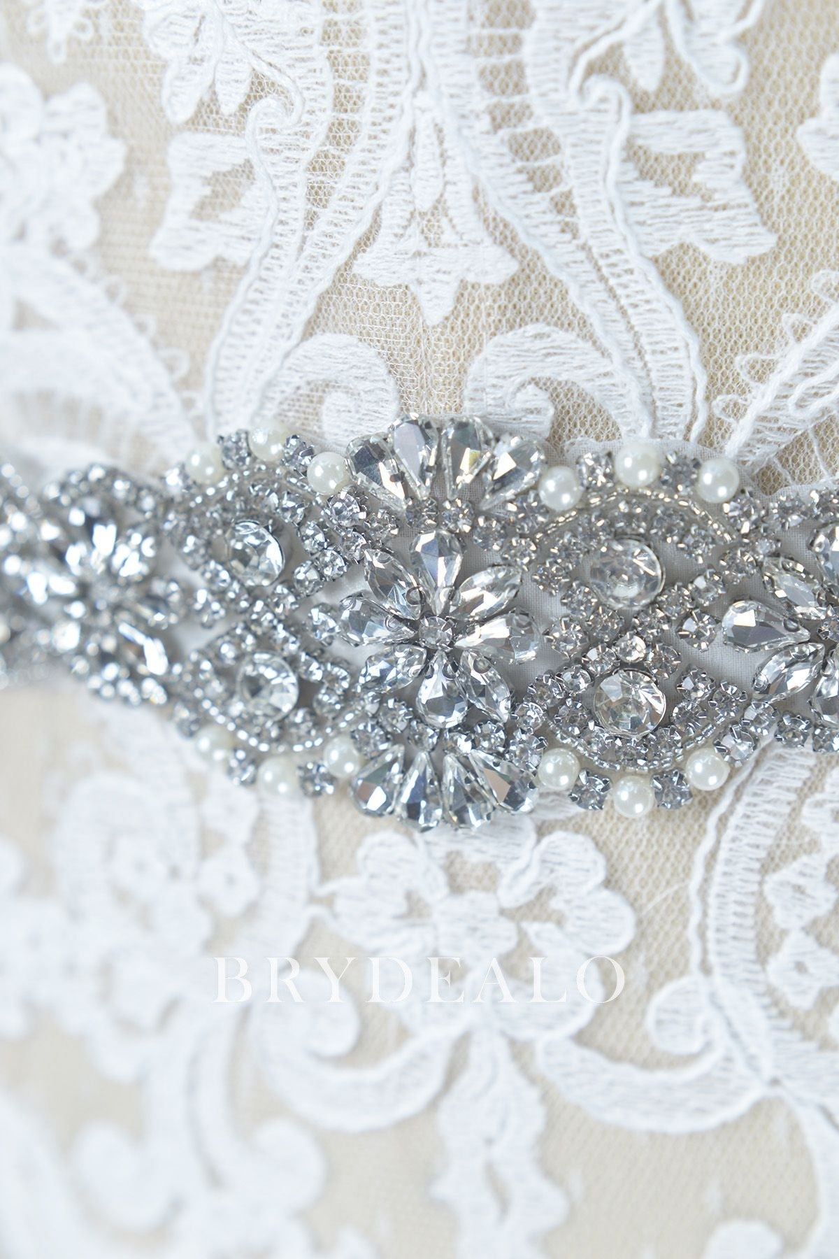 Crystals Pearls Satin Bridal Ties Belt Online
