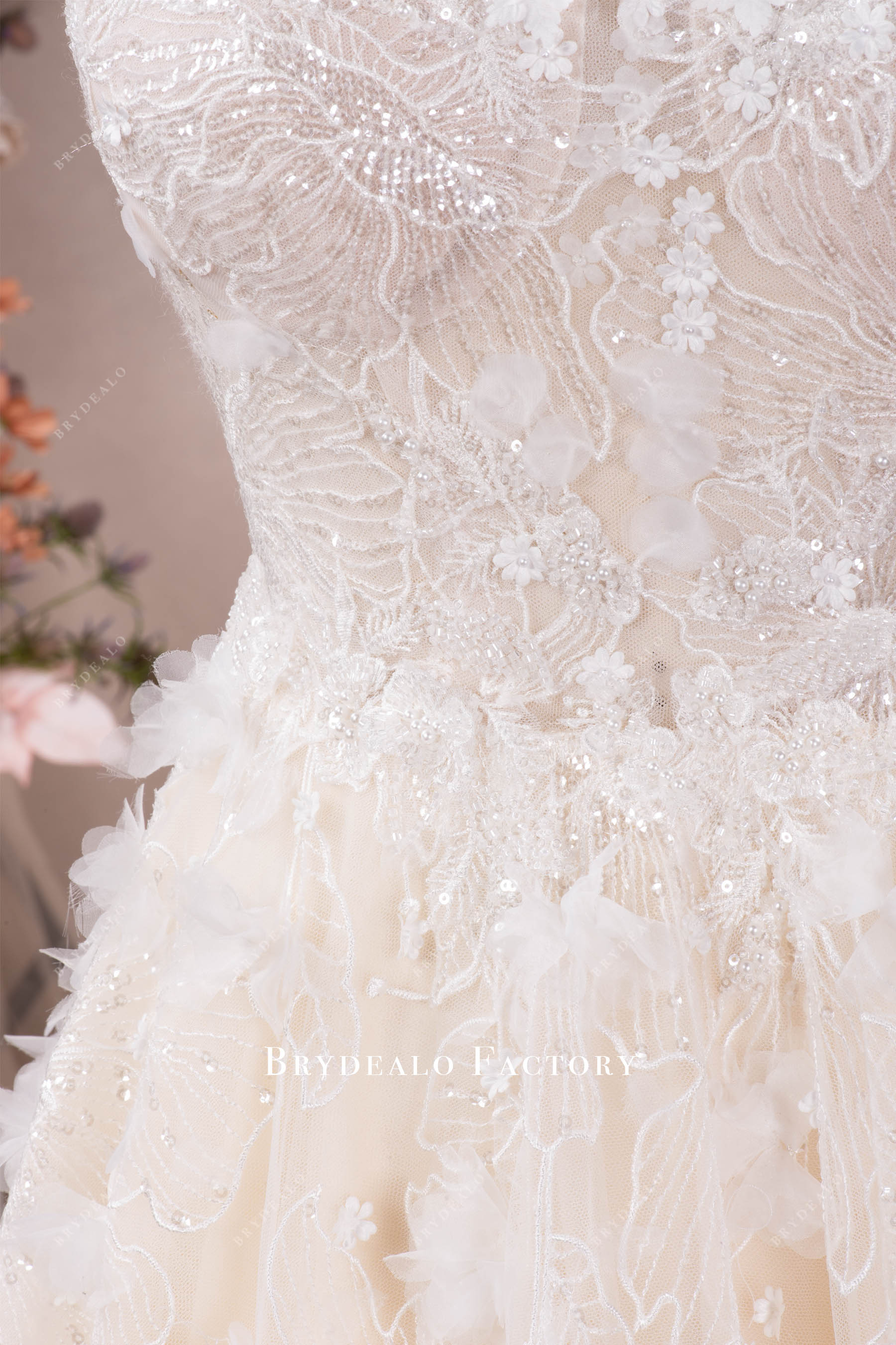 sparkly flower lace wedding gown