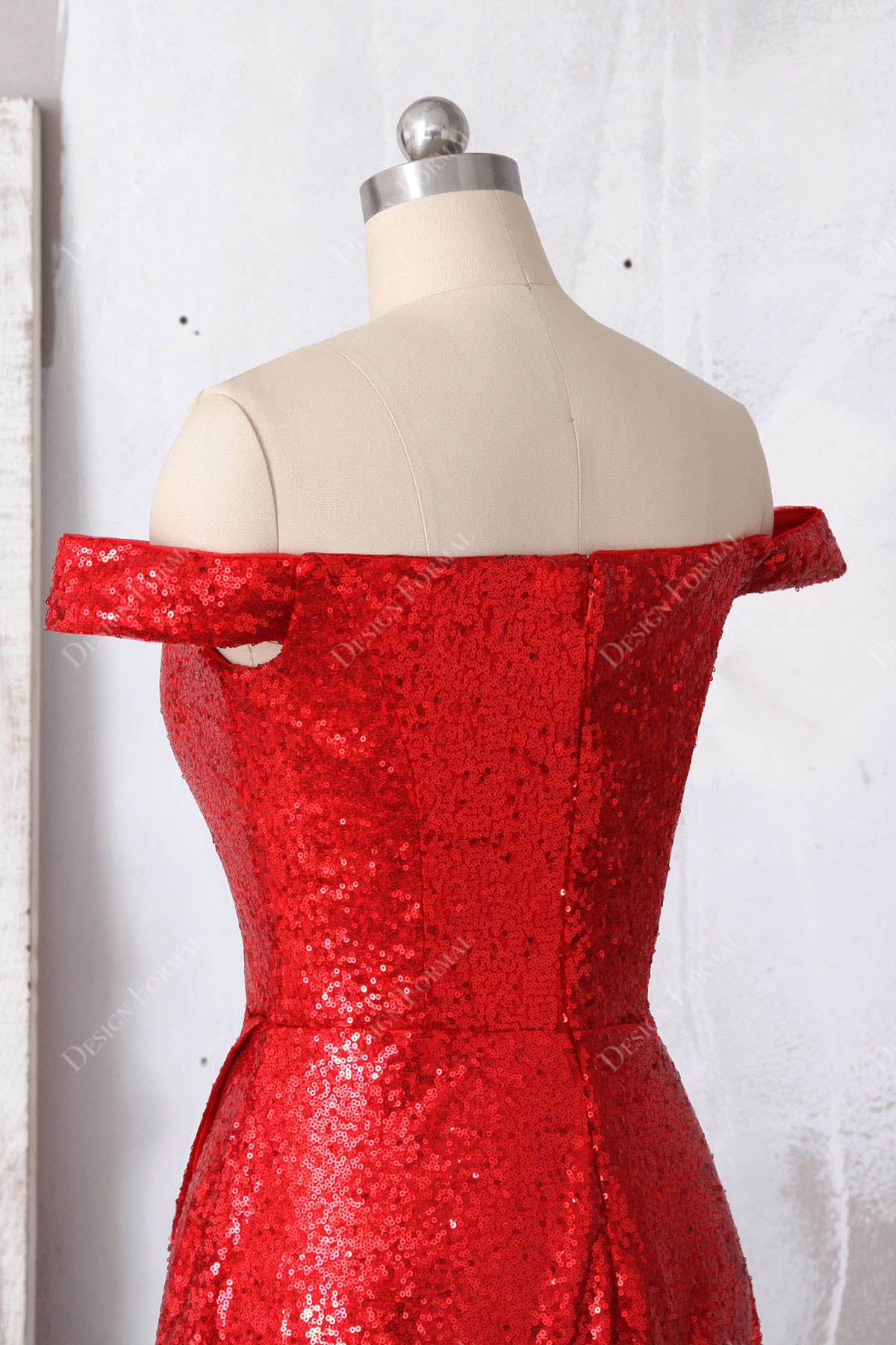 sparkly sequin red off shoulder dress