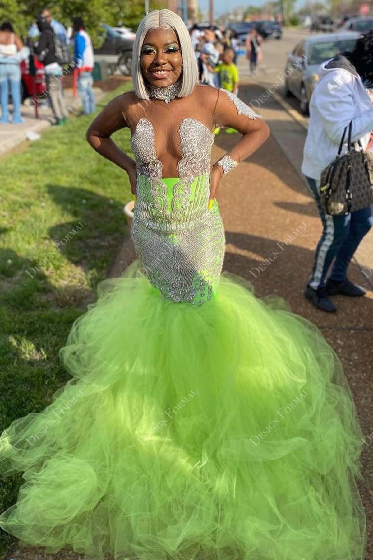 Lime green mermaid prom 2024 dresses