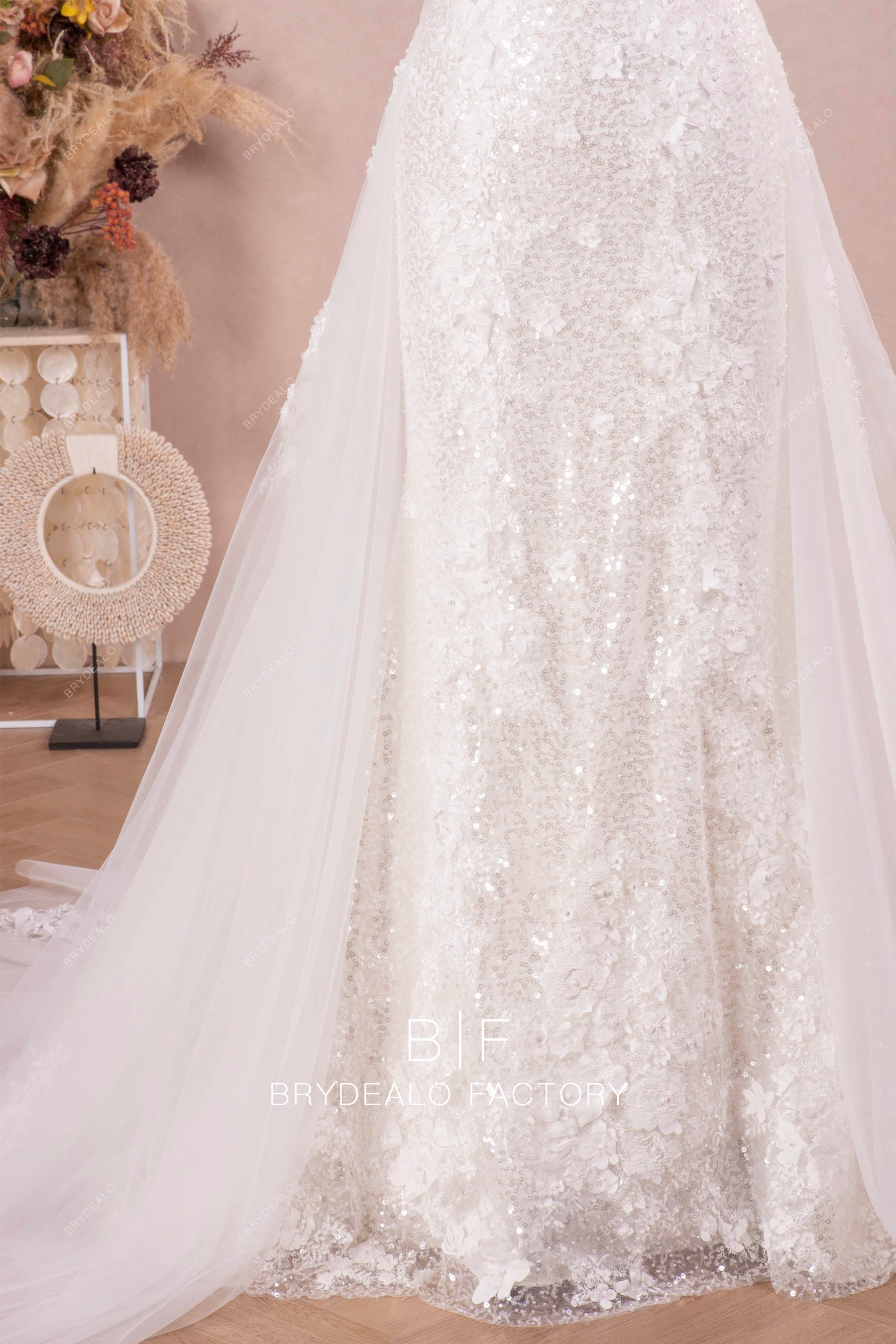 detachable overskirt designer wedding dress