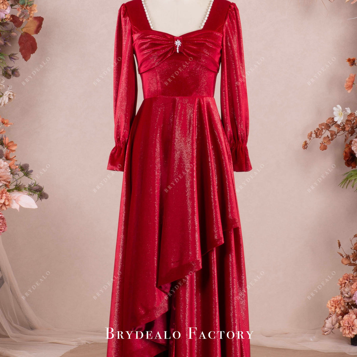 long red velvet dress long sleeve Gatlin Sequin Burnout Velvet Gown main image 0