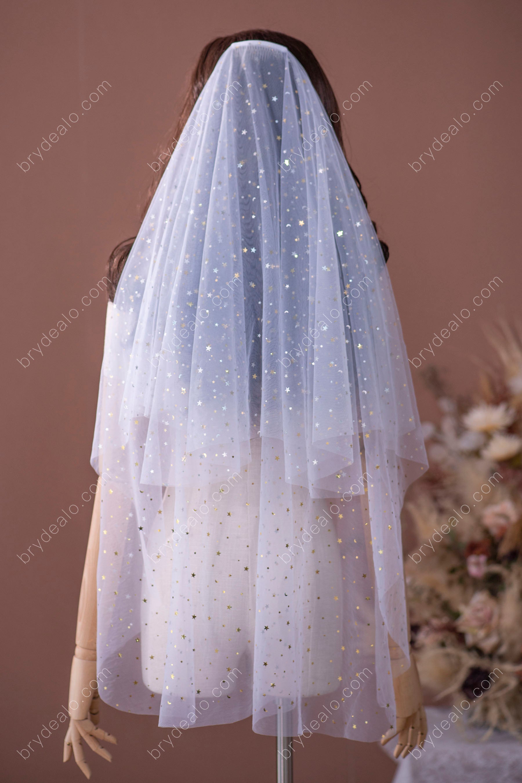 sparkly star two-tier wedding veil online