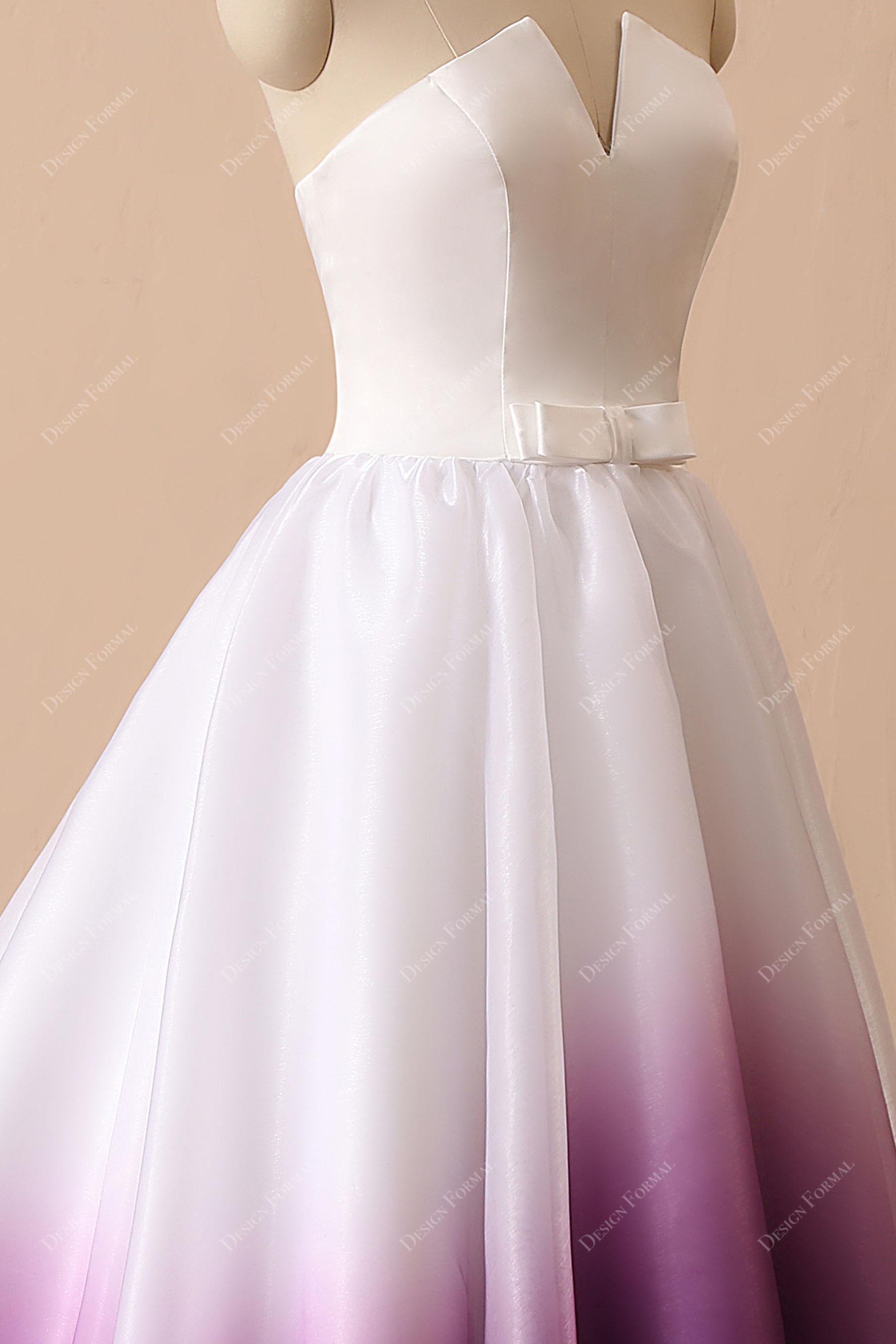 strapless V-notch neck bridal gown
