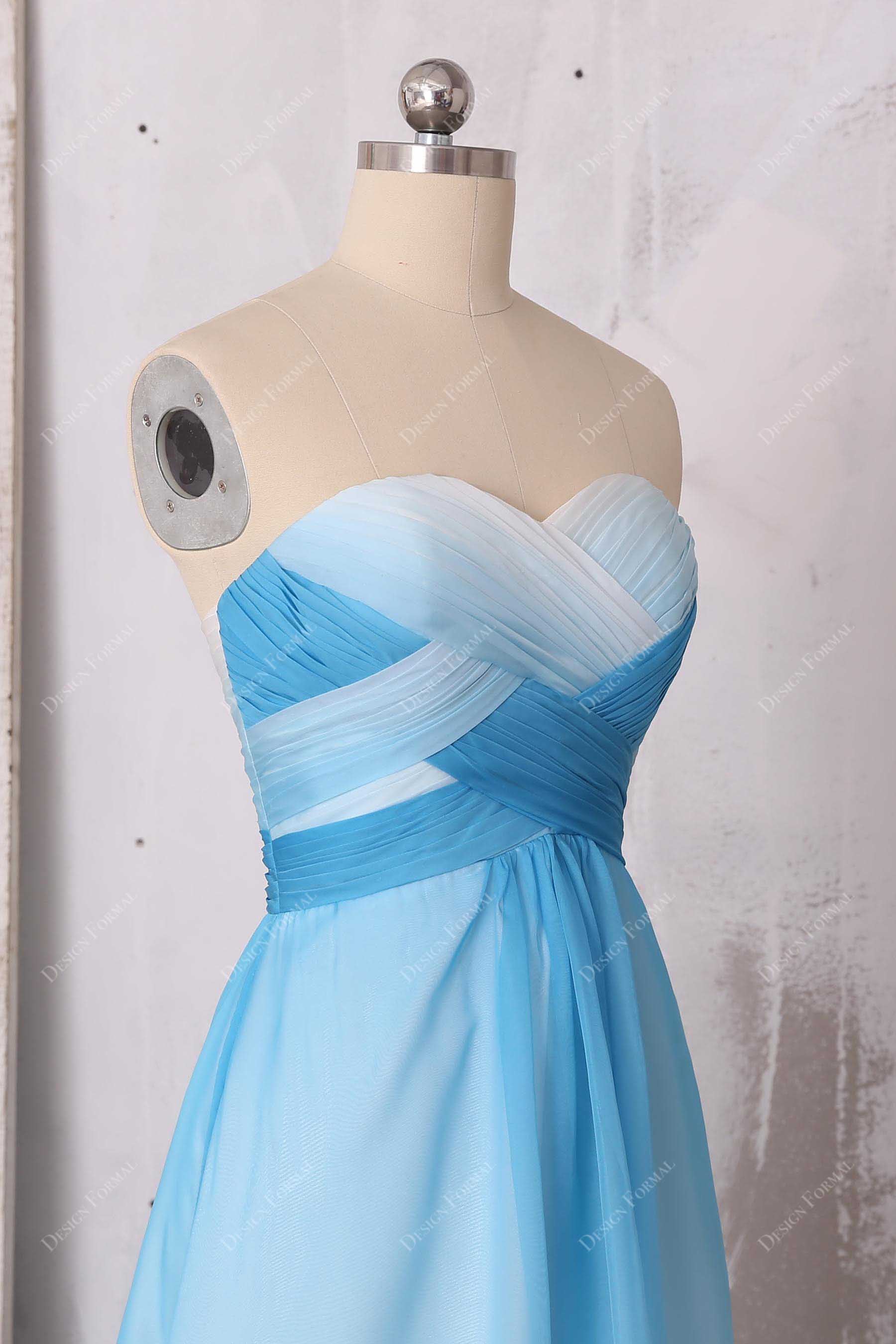 strapless chiffon prom gown