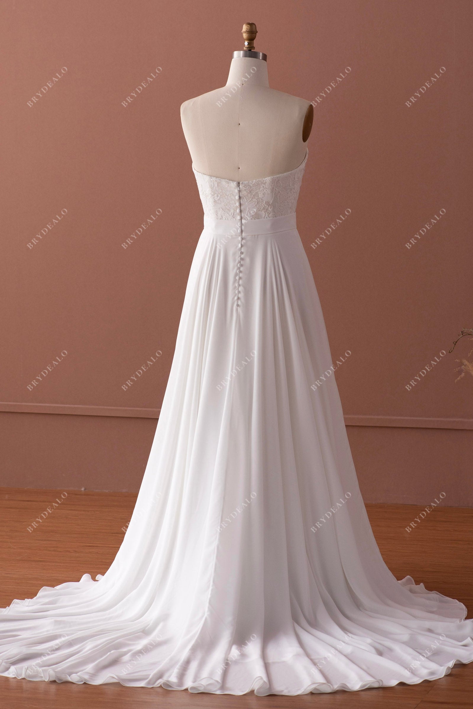 Chiffon Dress with Lace Straps Decor with Sash Bow Marigold