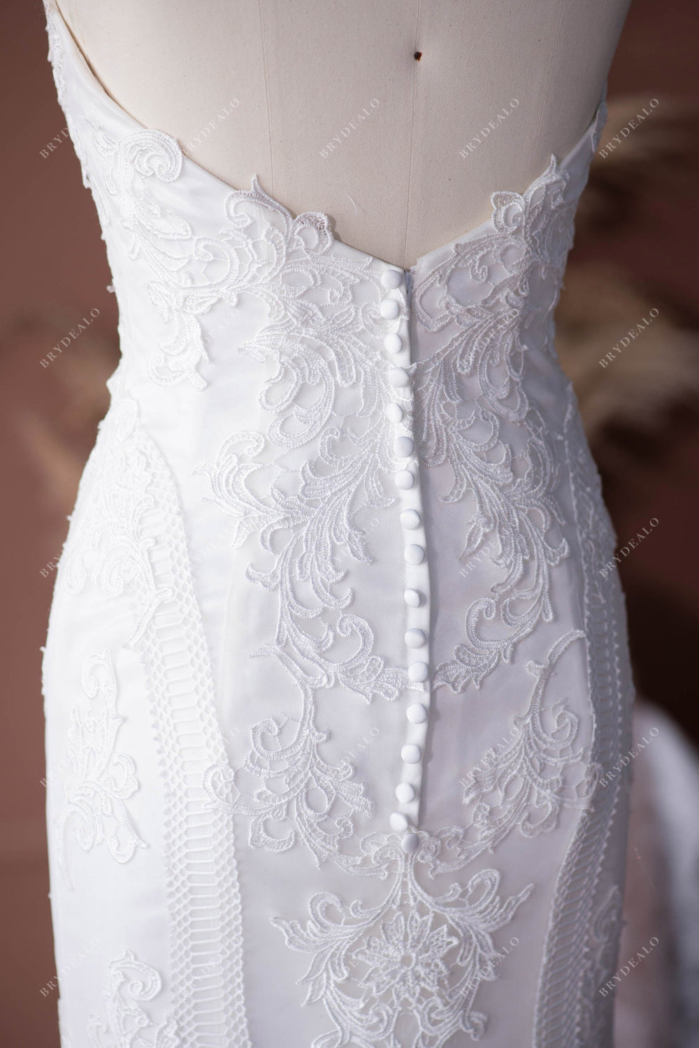 Elegant Lace Long Sleeves Mermaid White Long Wedding Dress with Train main image 1