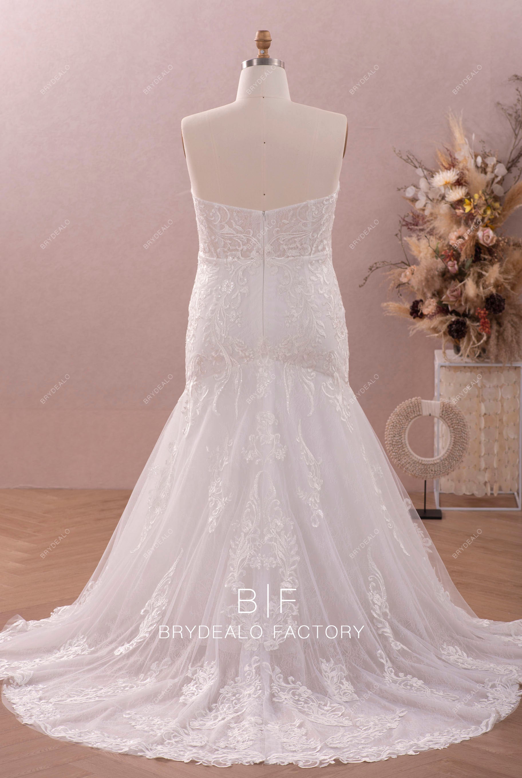 strapless mermaid gorgeous lace wedding gown