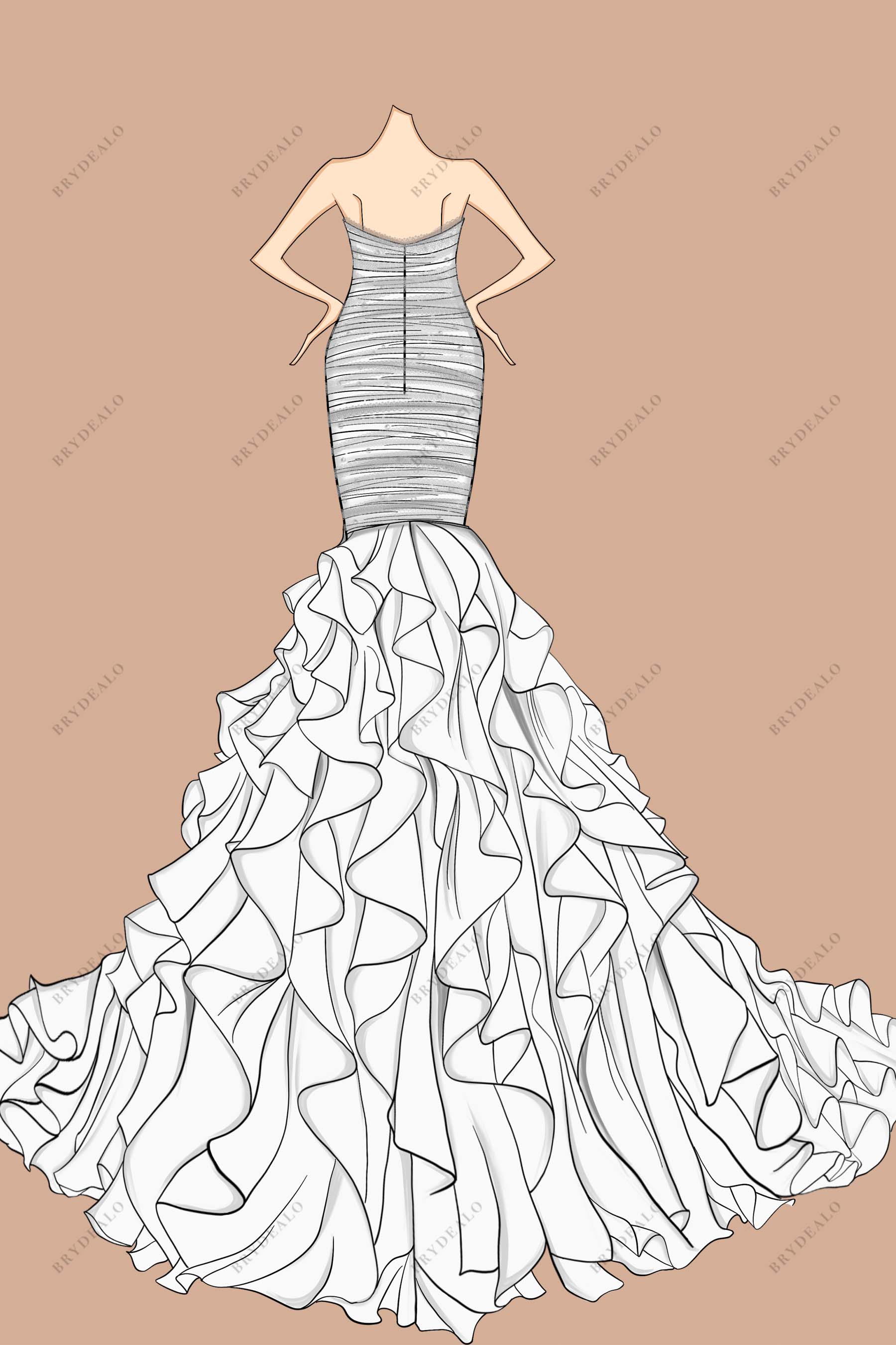 Trumpet Strapless  Wedding Dress Sketch
