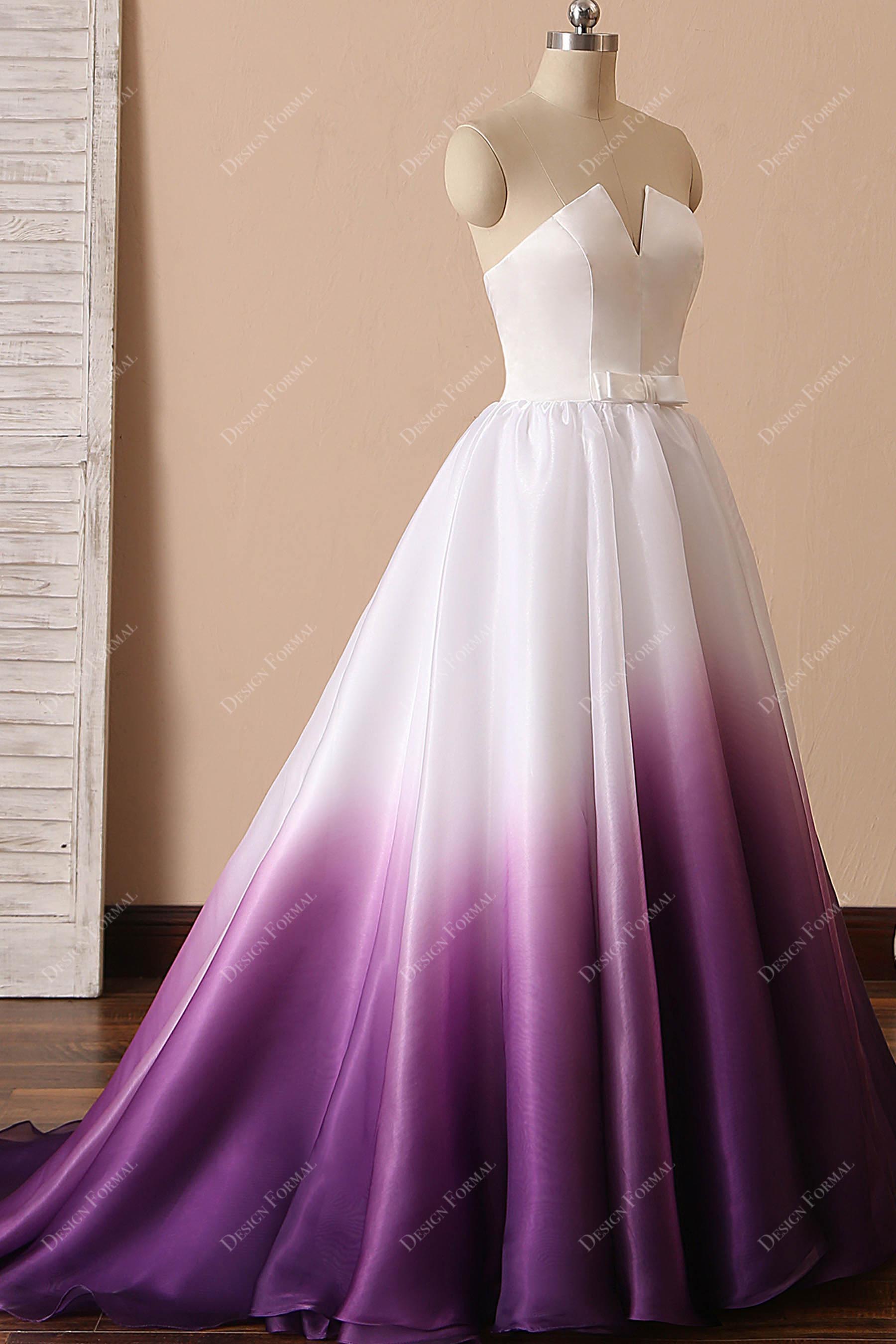 strapless satin ombre organza wedding dress