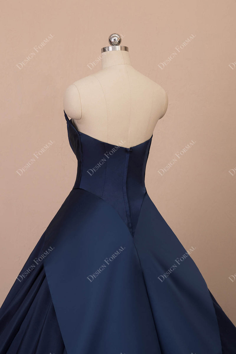 Navy Blue Strapless Bodycon Dress Simple Evening Dress Y6316