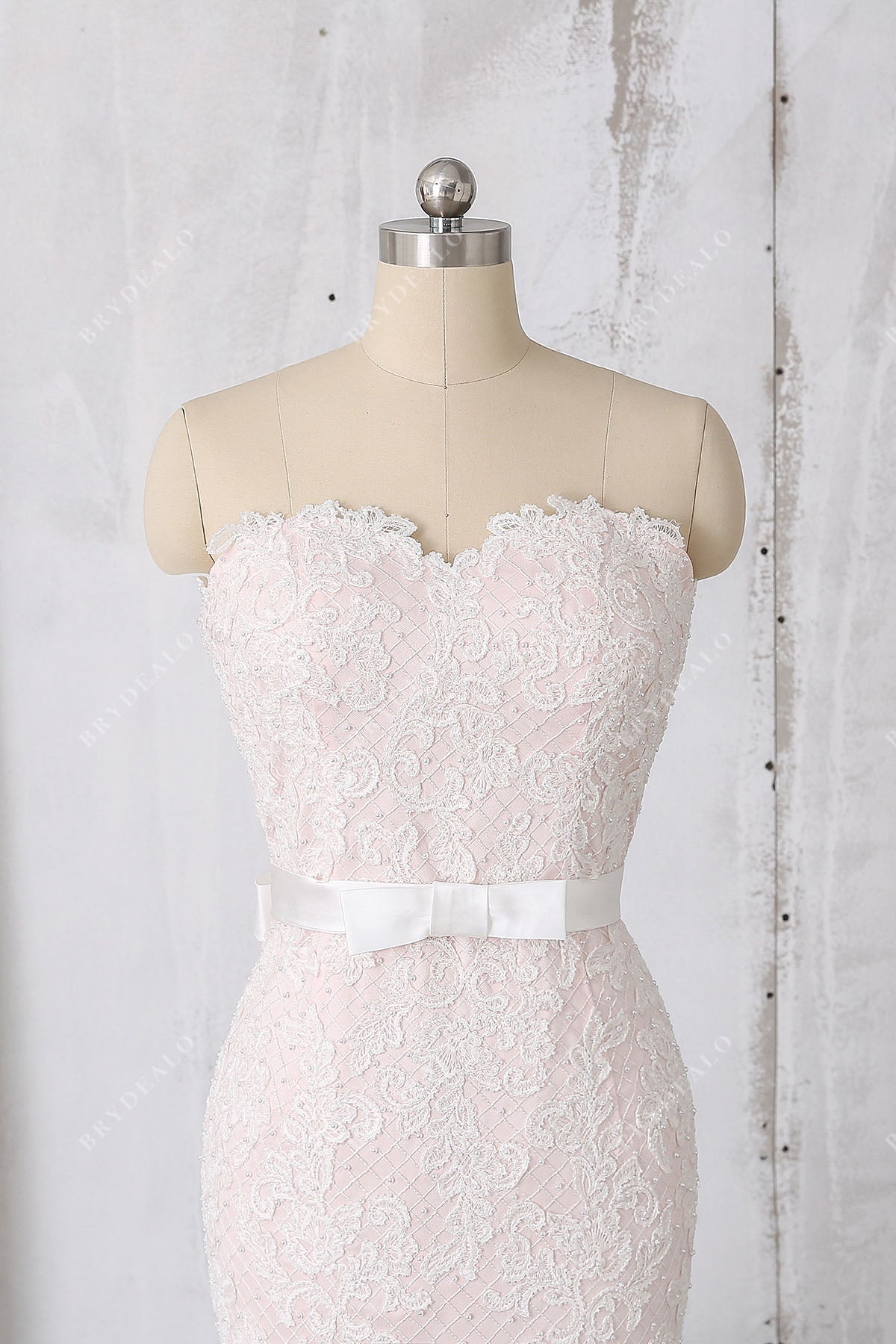 strapless sweetheart lace wedding gown