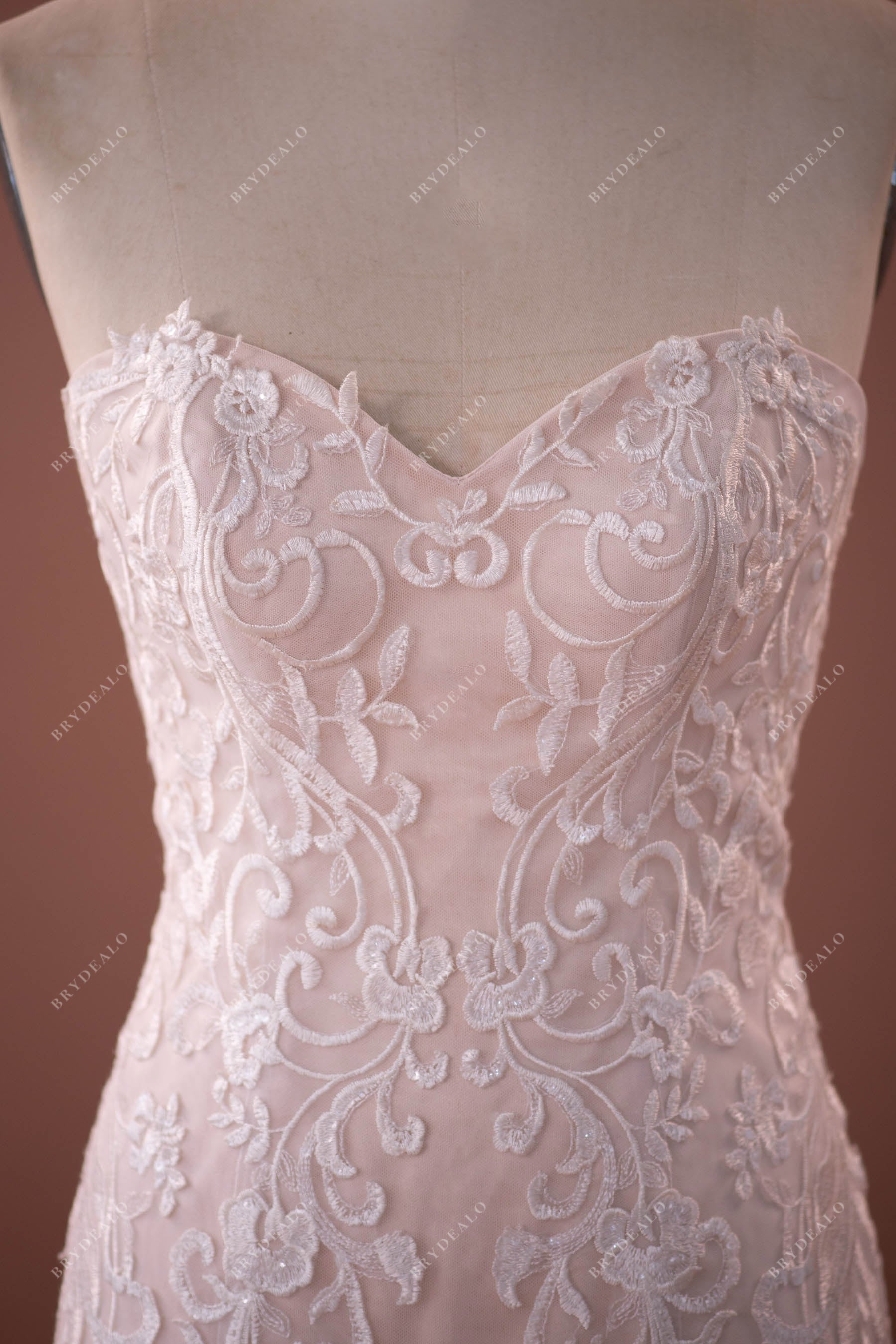 strapless sweetheart designer lace elegant wedding dress
