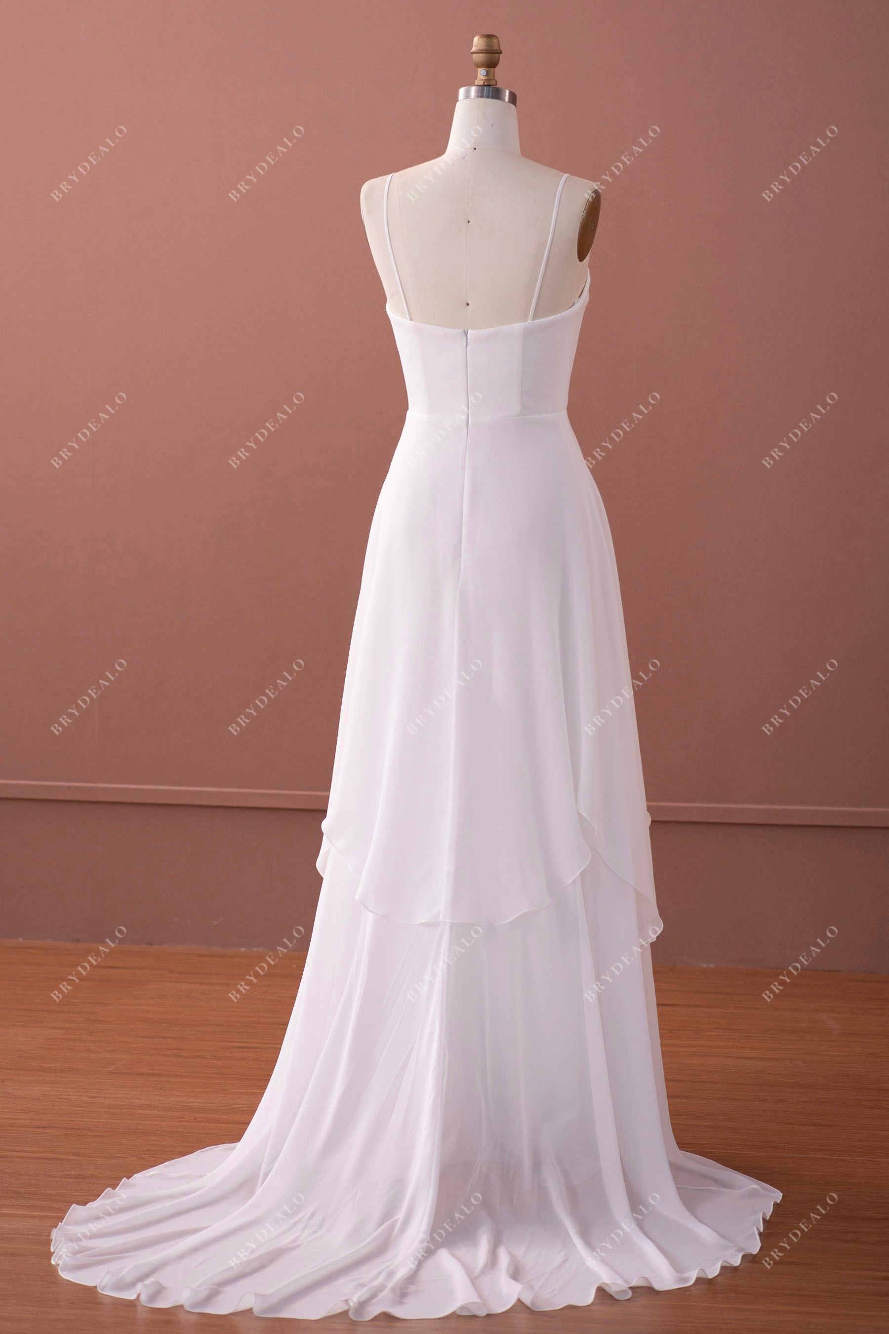thin straps sleeveless chiffon Convertible Wedding Dress