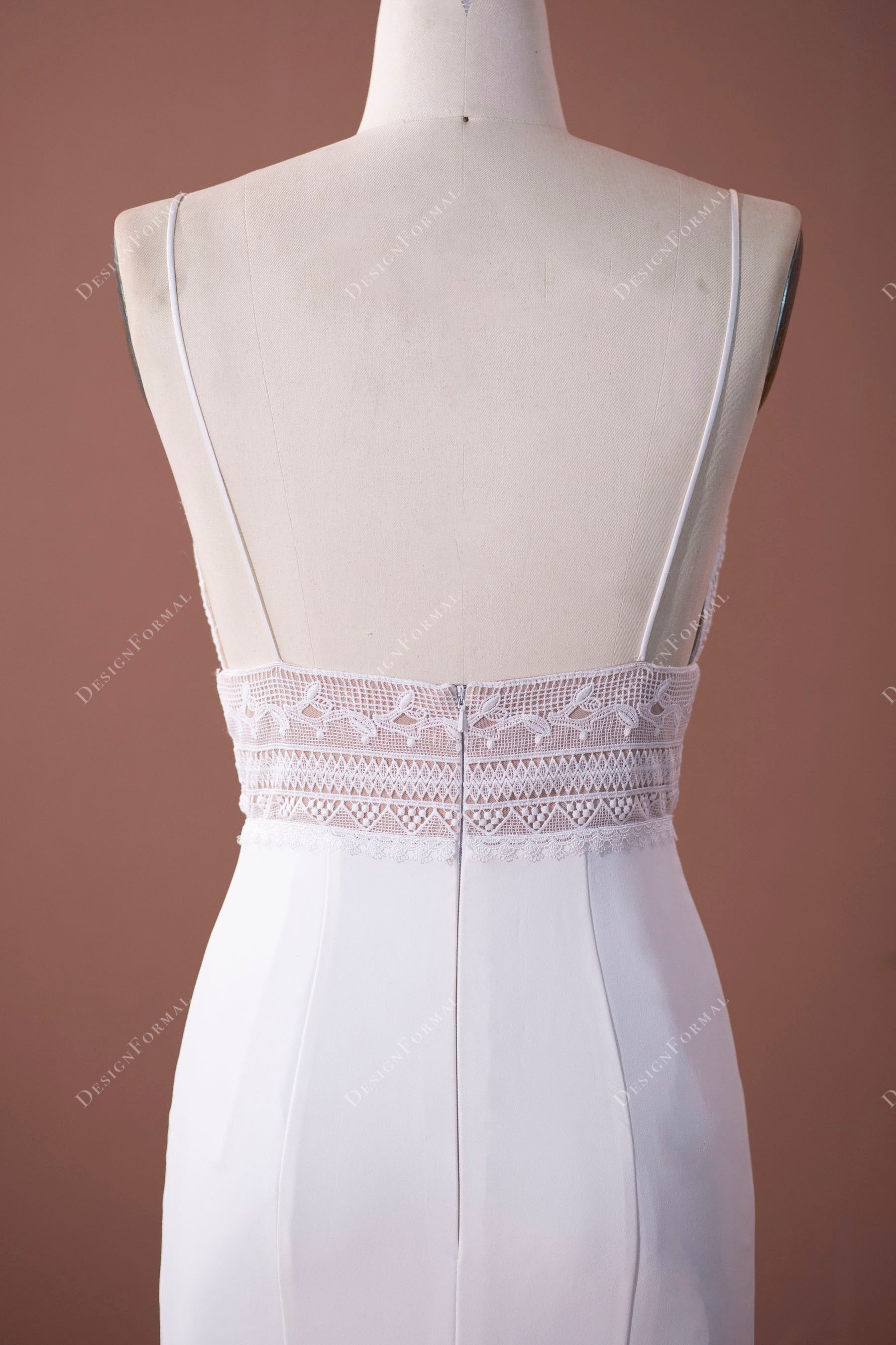 open back spaghetti straps spring boho bridal gown