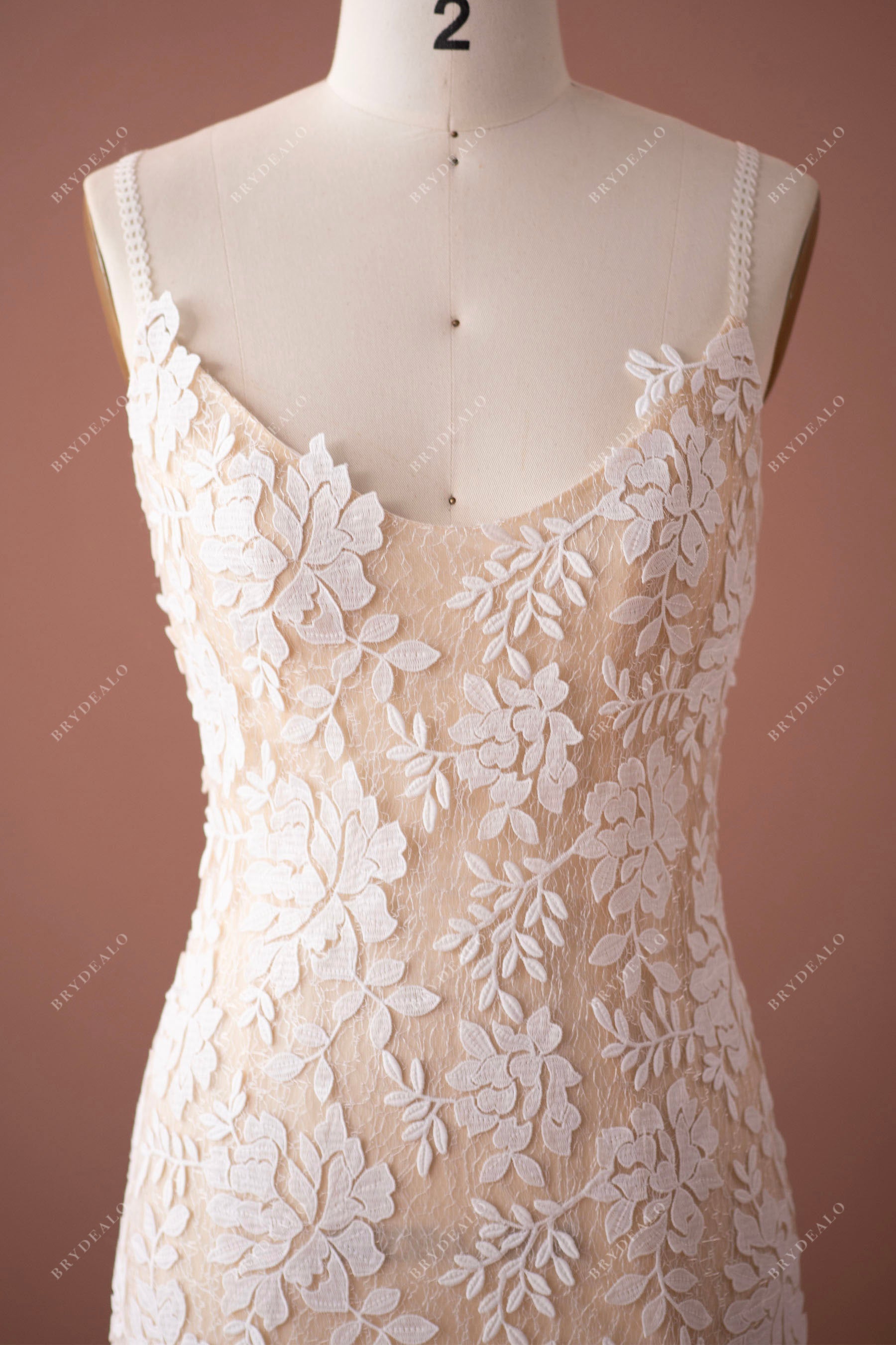 straps scoop neck spring lace wedding dress