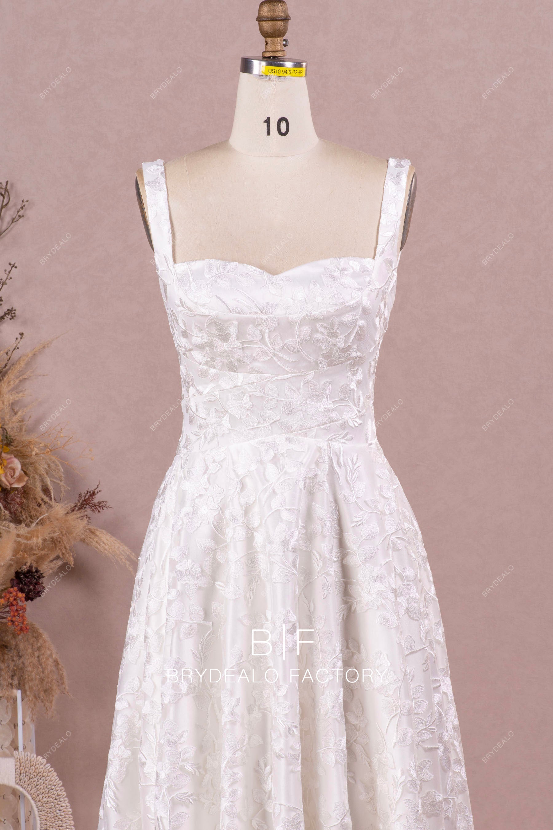 wide shoulder straps sweetheart neck wedding dress