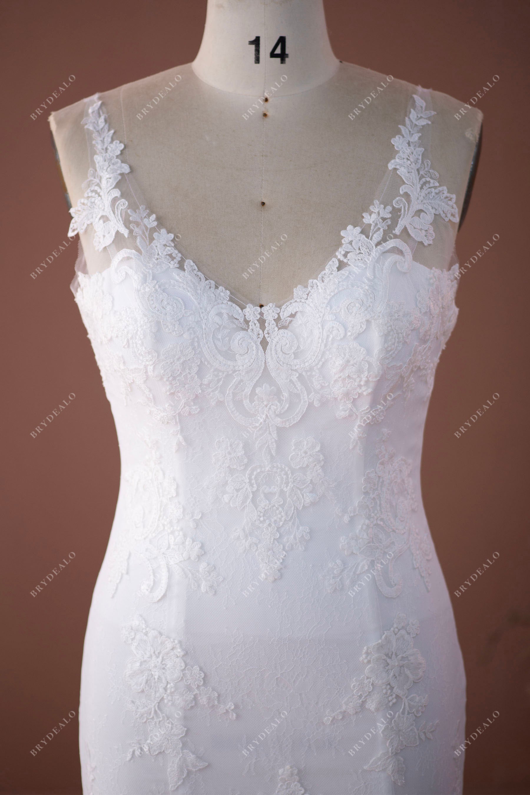 illusion shoulder straps lace destination bridal gown