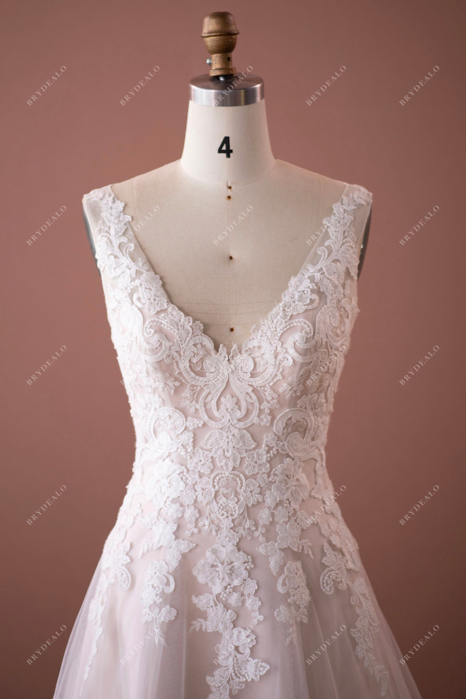 shoulder straps V-neck designer Wedding Dress