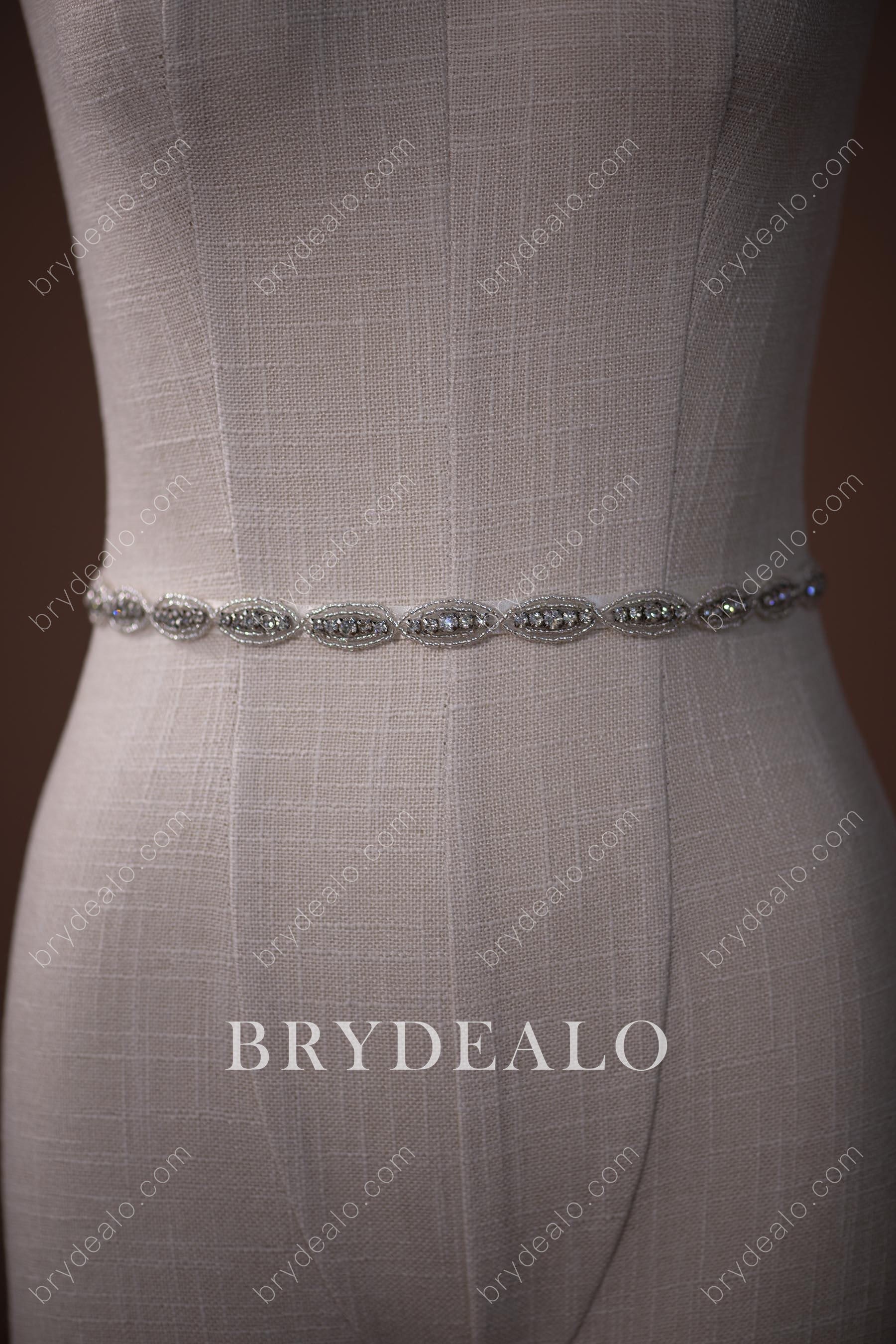 Stylish Oval Crystals Beaded Bridal Sash Online