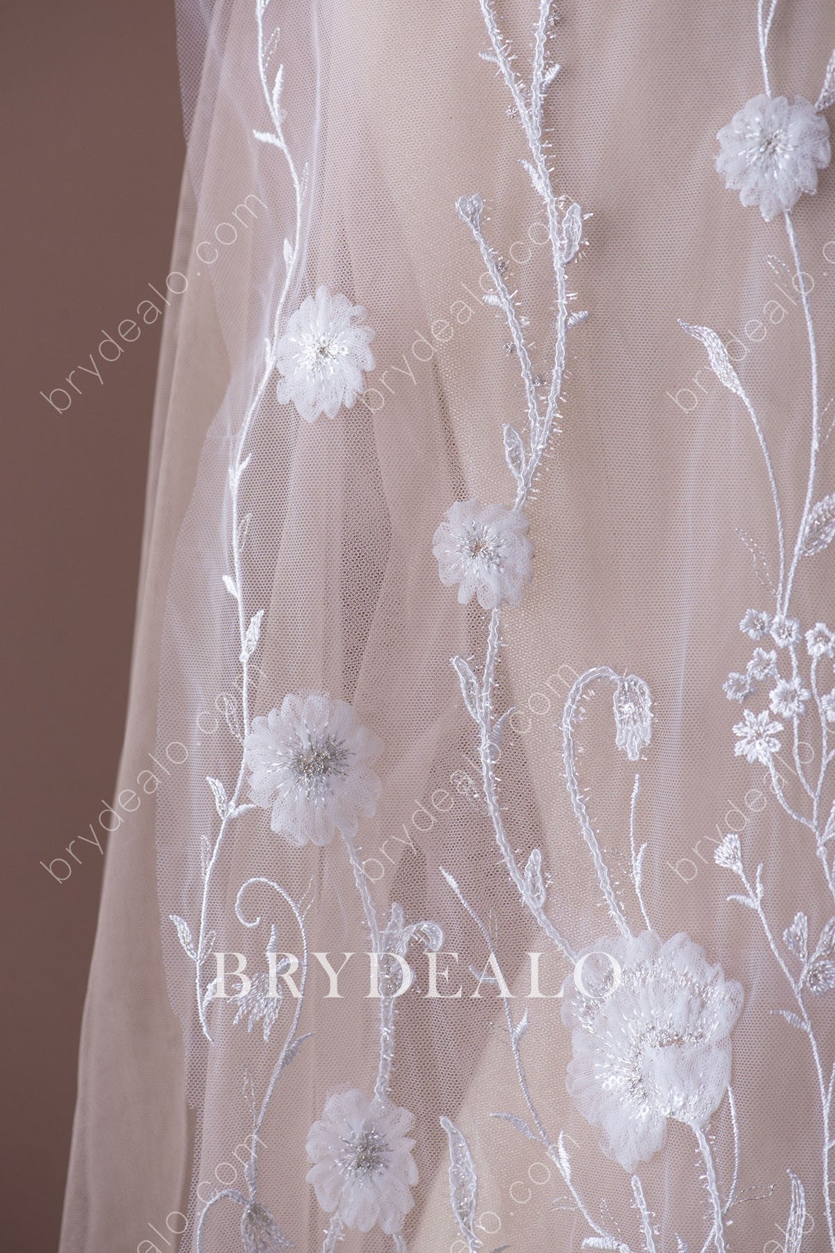 Designer Flowers Vine Bridal Lace Fabric For Sale