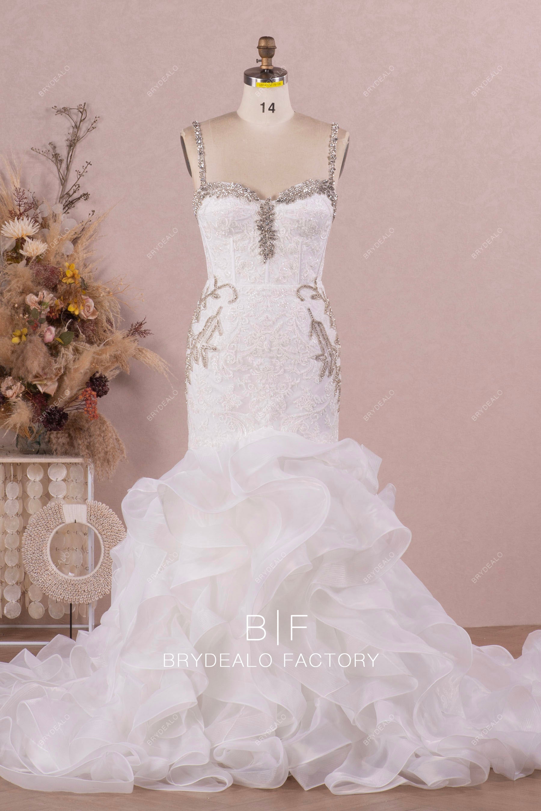 Designer Lace Sleeveless Corset Wedding Gown