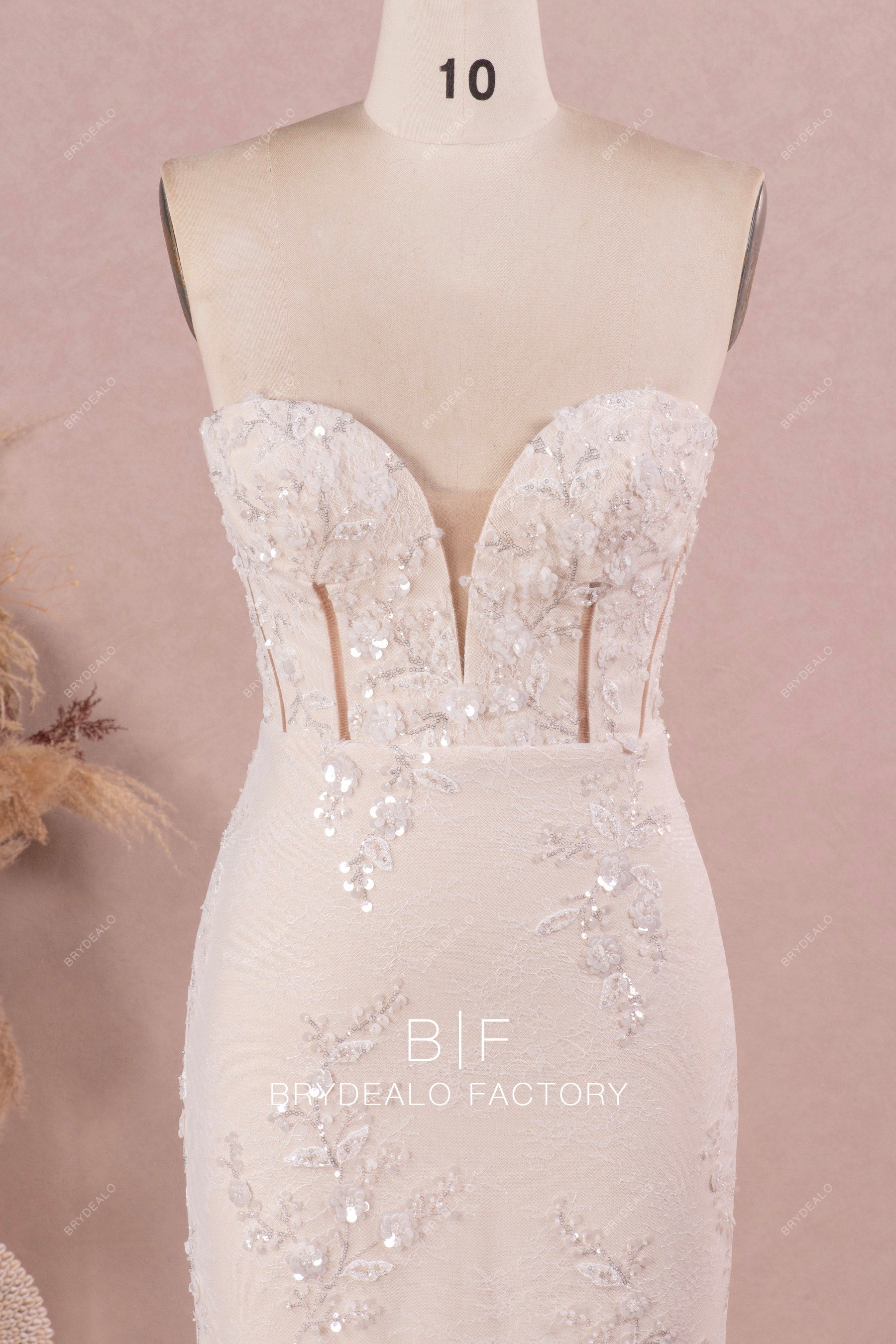 sweetheart neck strapless corset cutouts wedding dress