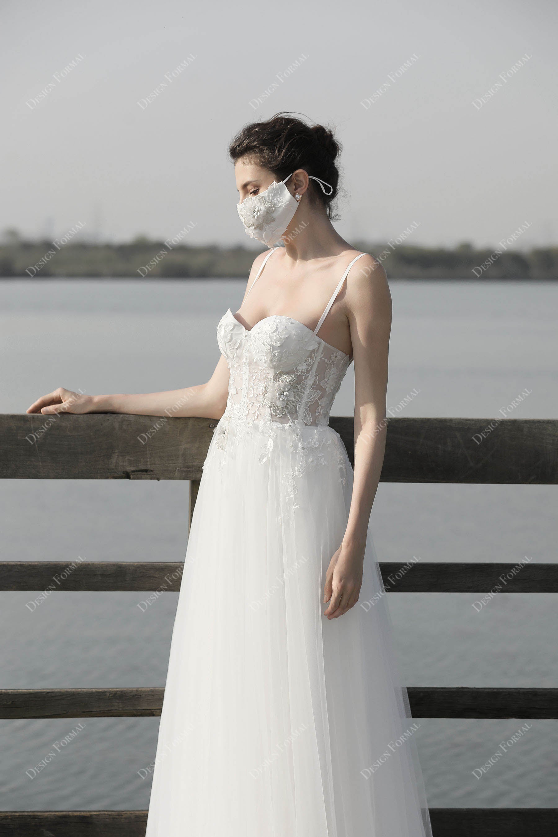 sweetheart neck corset beach bridal dress