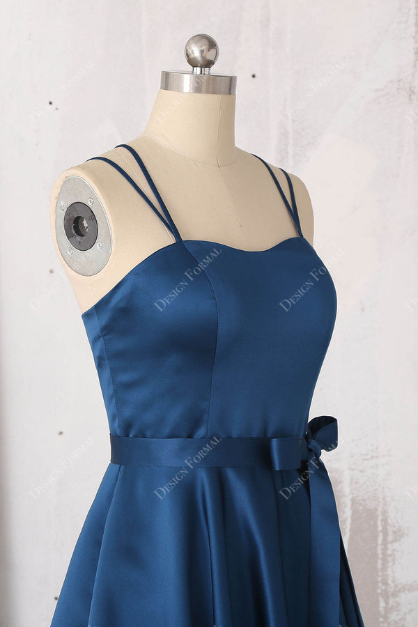 Cute Leopard Print Satin Beaded Spaghetti Straps  Homecoming Dress DP8036