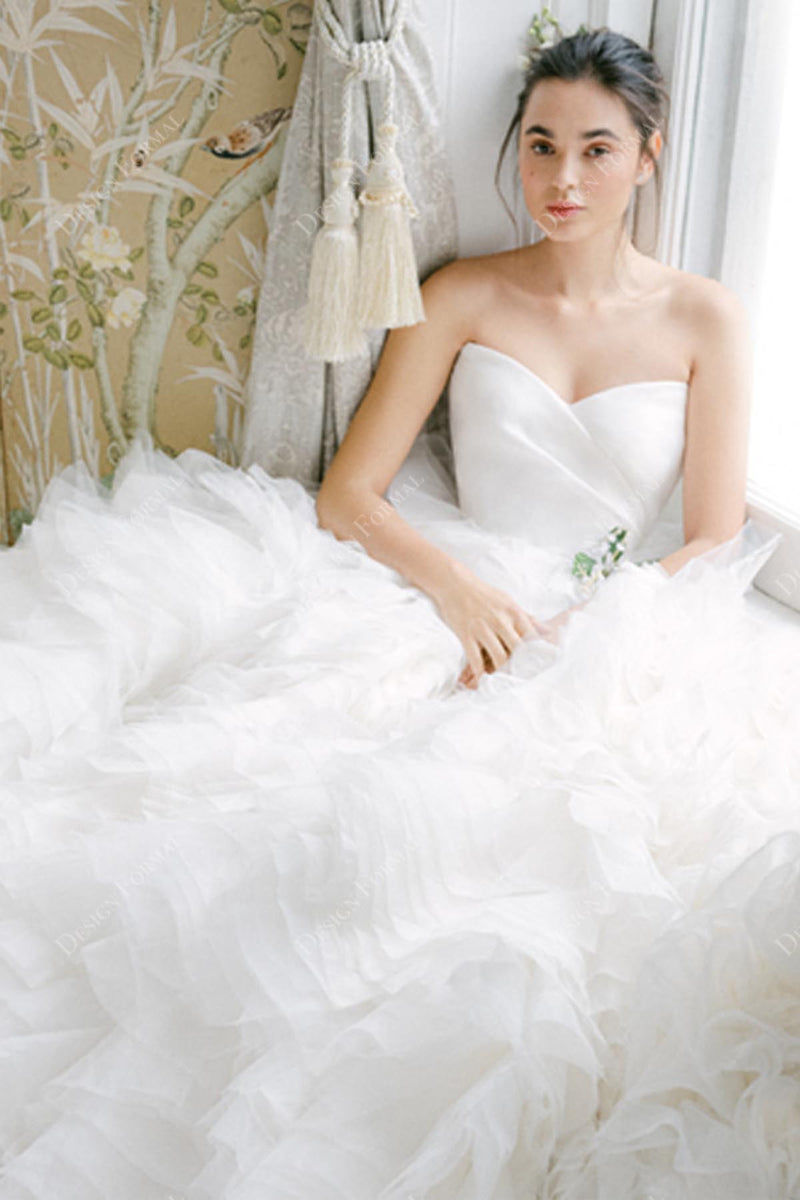 Sweetheart Neck Strapless Tulle Dress with Bow Rust