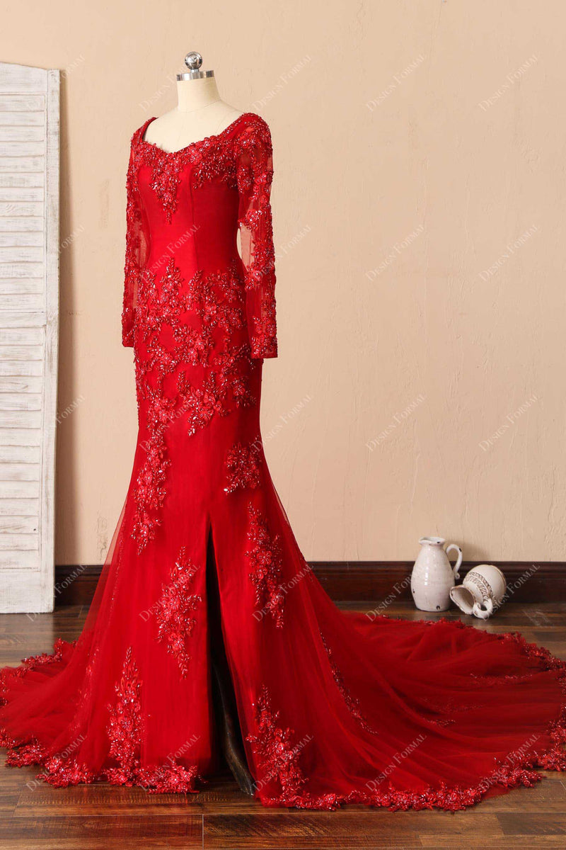 16727 Red Cutout Mermaid Dress