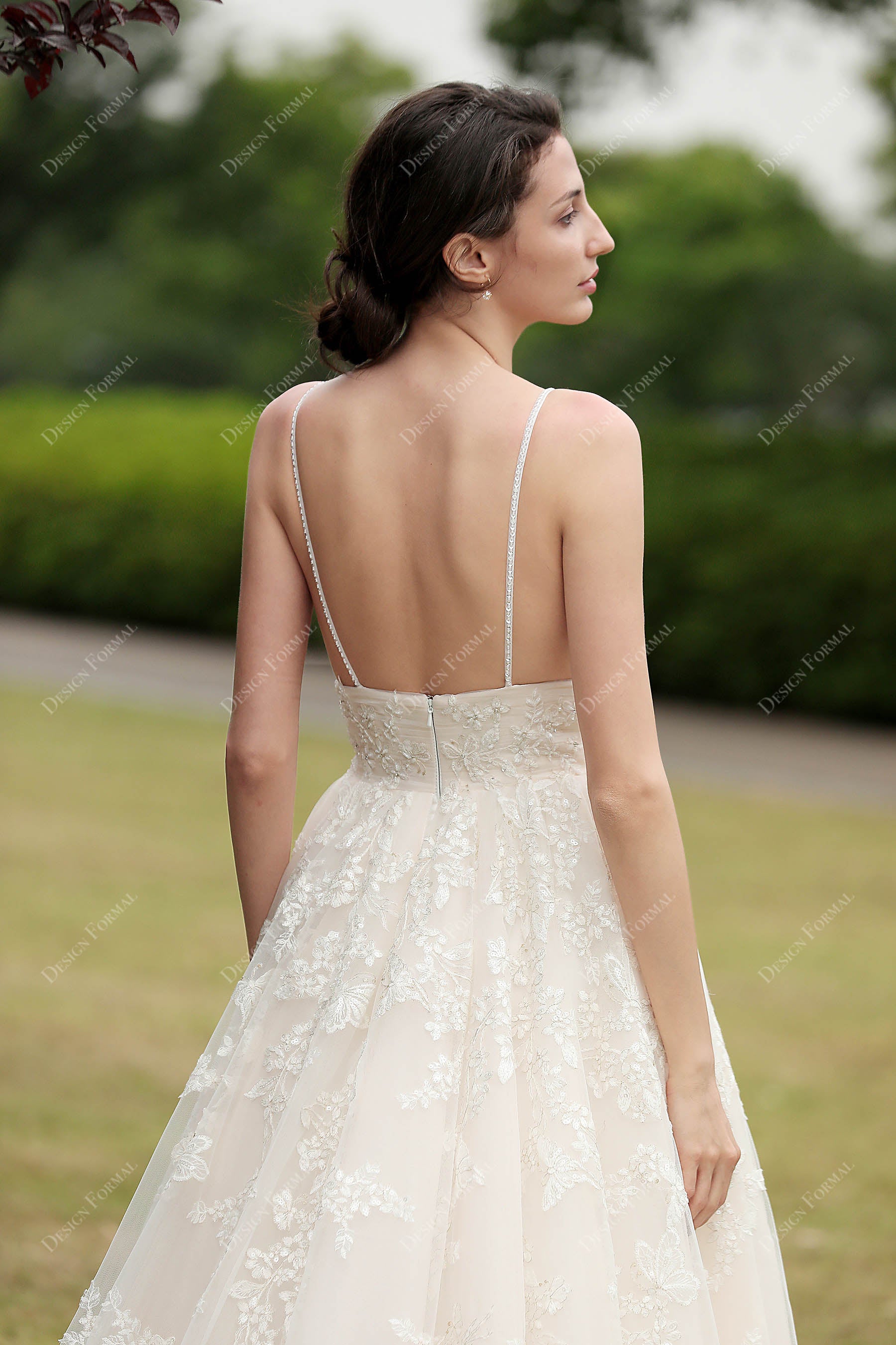 Spaghetti strap empire waist wedding dress sales