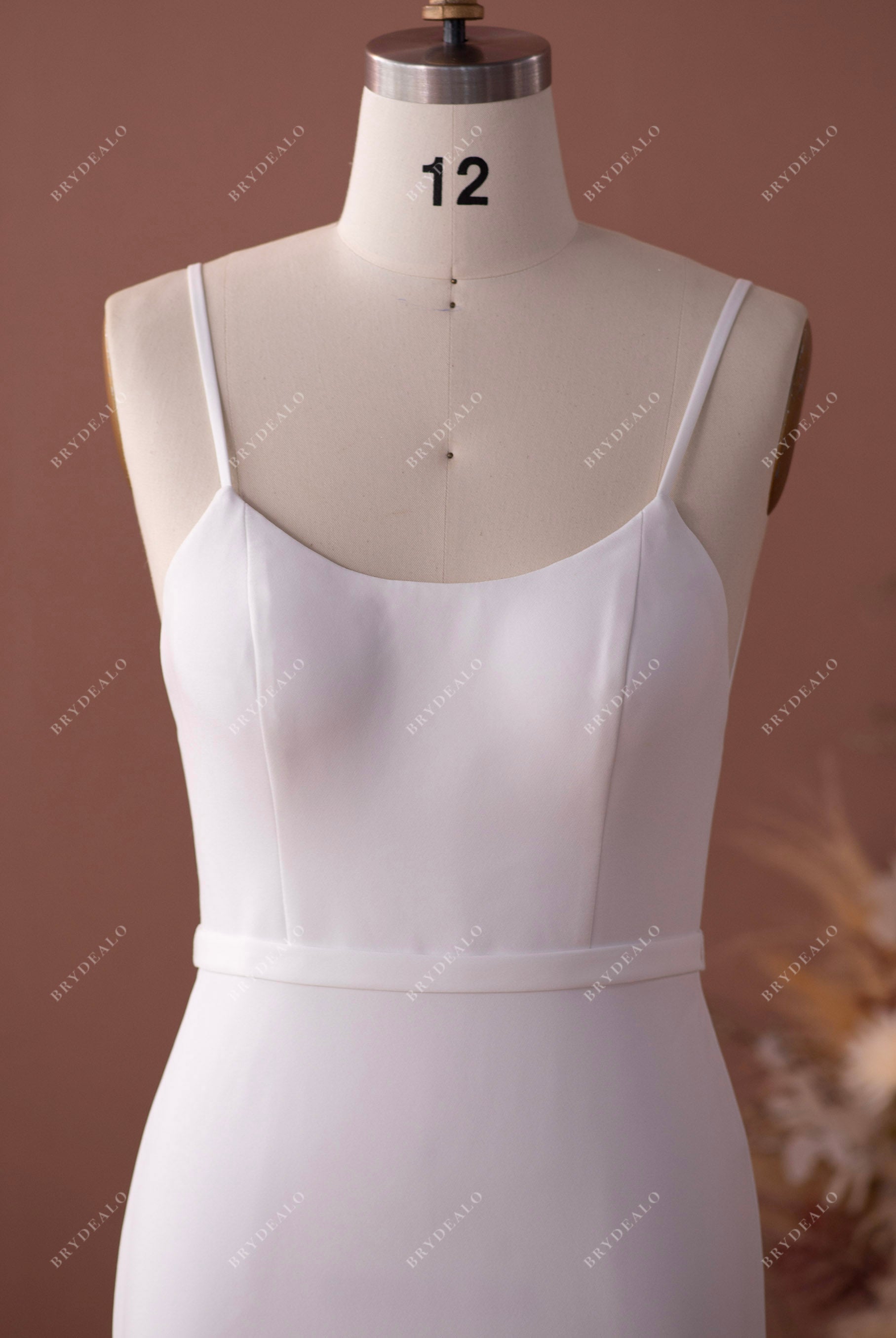 simple thin straps scoop neck wedding dress