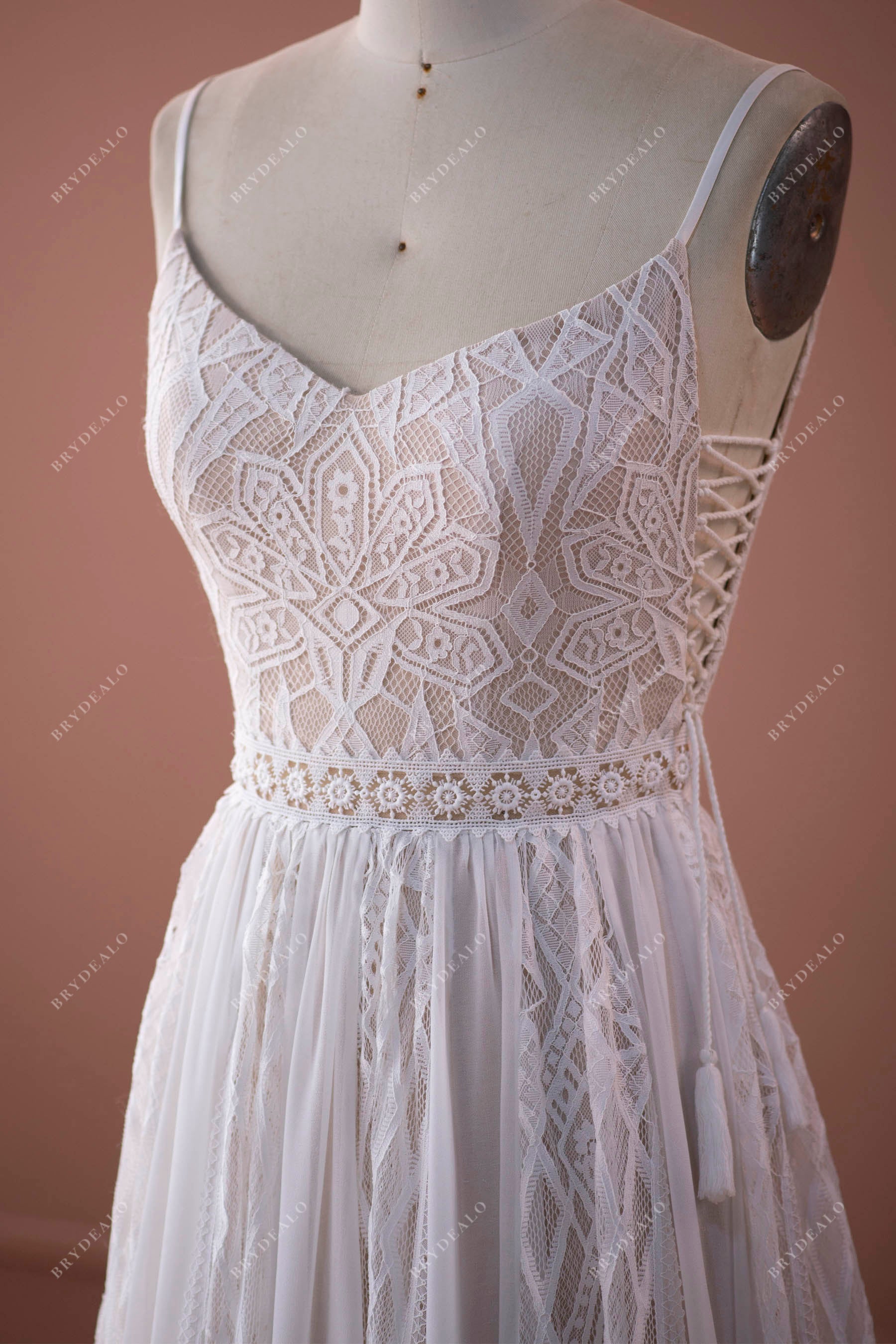 sleeveless cutouts boho summer wedding dress